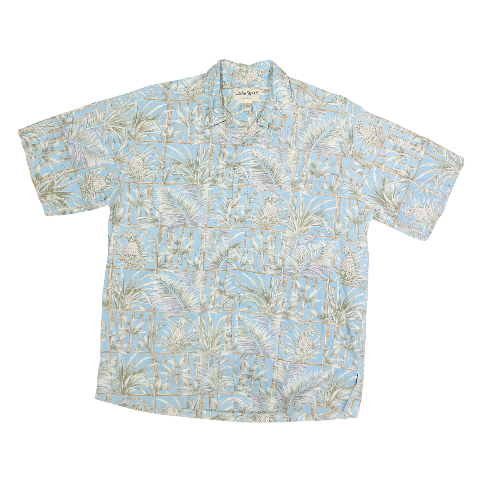 COOKE STREET Mens Blue Pattern Hawaiian Shirt L Lightweight Cotton Casual Refurbished - N/A refurbished available on Cerqular