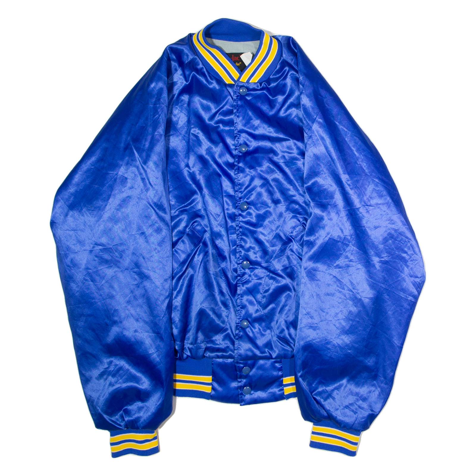 PLA JAC BY DUNBROOKE Village Meats And Deli Mens Bomber Jacket Blue Satin Nylon 80s USA L Refurbished - N/A refurbished available on Cerqular