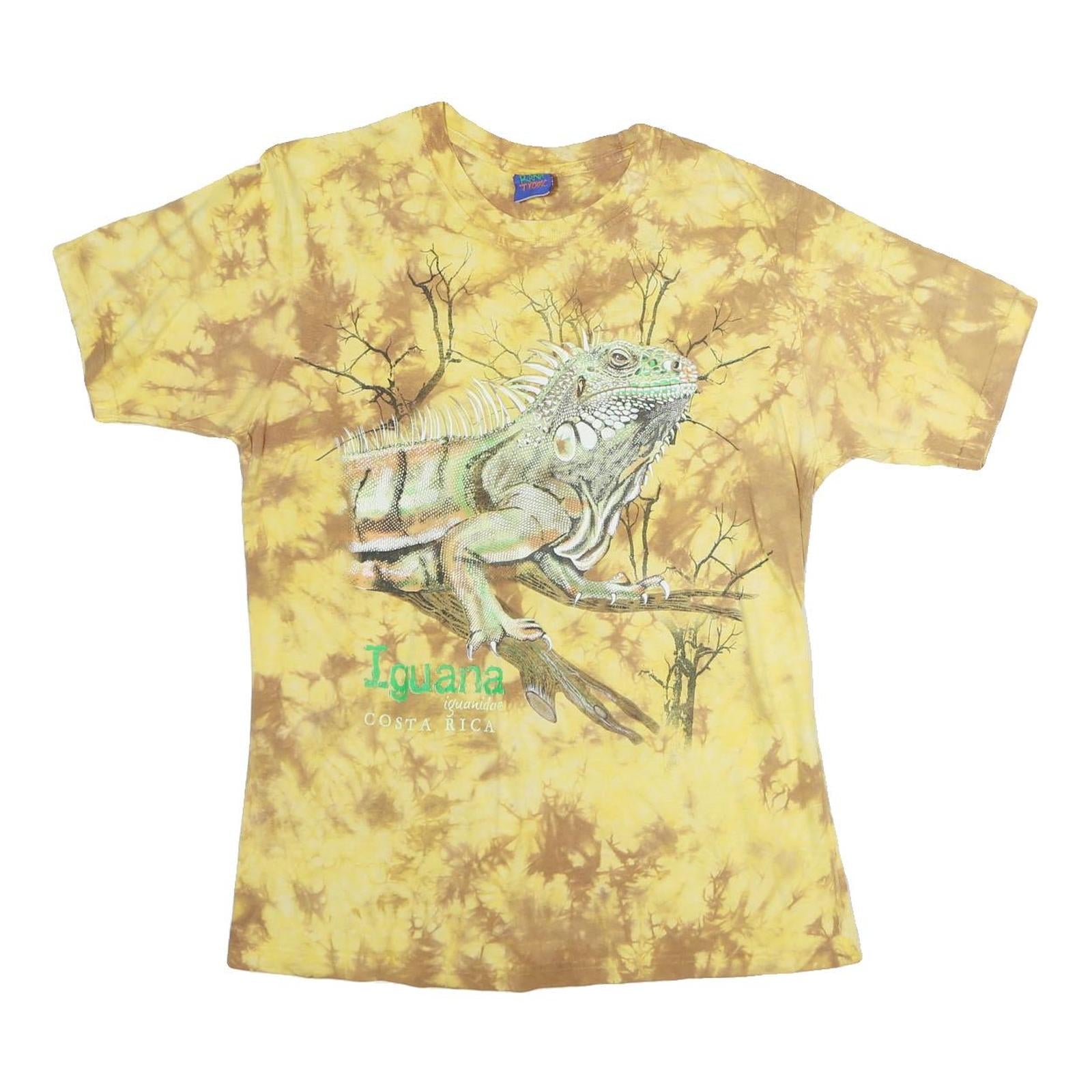 RANA TROPIC Mens Yellow & Brown Iguana Graphic Short Sleeve Crew Neck S Cotton Refurbished - N/A refurbished available on Cerqular