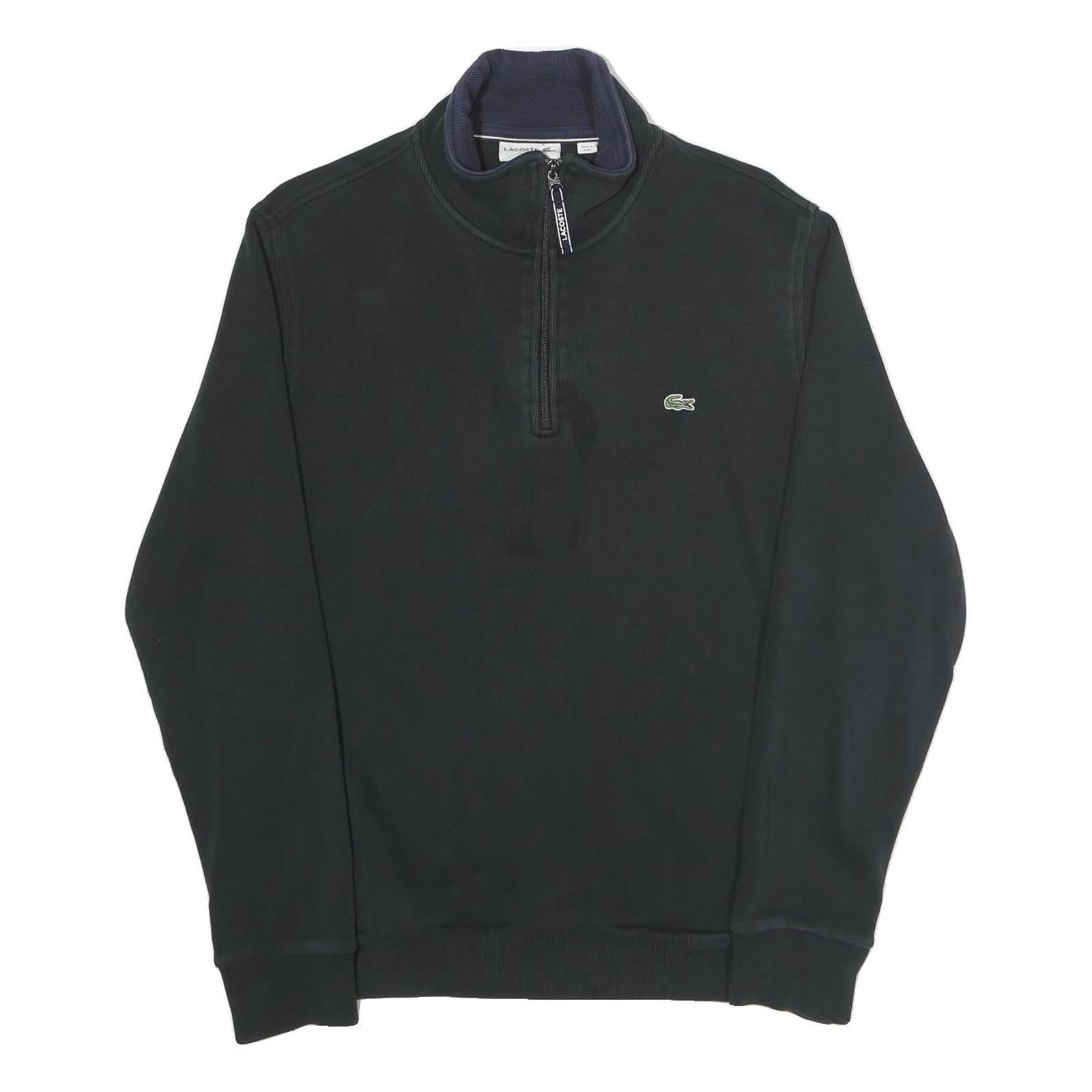 LACOSTE Mens Black Cotton Quarter Zip Sweatshirt 2XL Casual Sportswear Refurbished - N/A refurbished available on Cerqular