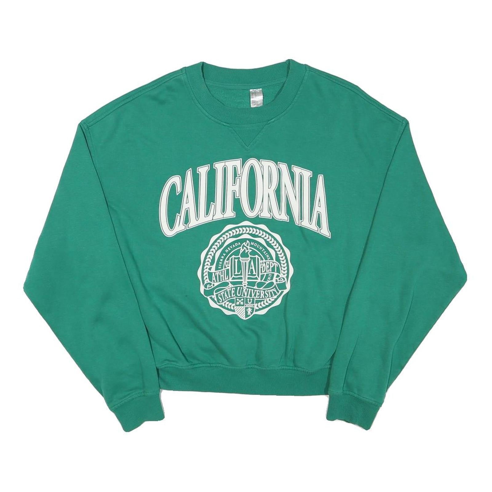 Womens Green California Crew Neck XL Cotton Blend Sweatshirt Casual Pullover Refurbished - N/A refurbished available on Cerqular