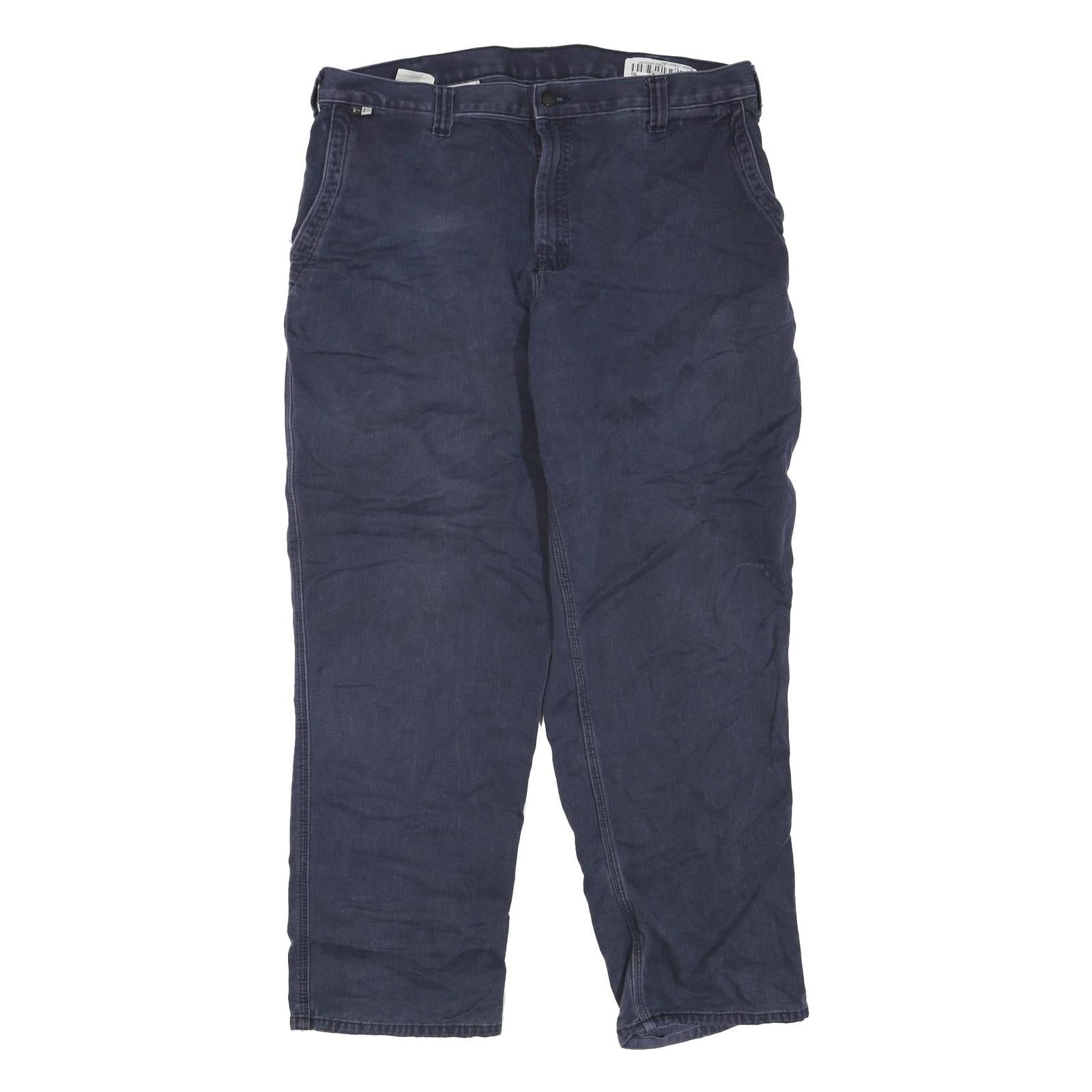 CARHARTT Mens Regular Fit Navy Blue Cotton Blend Regular Leg Denim Jeans W40 L30 Refurbished - N/A refurbished available on Cerqular
