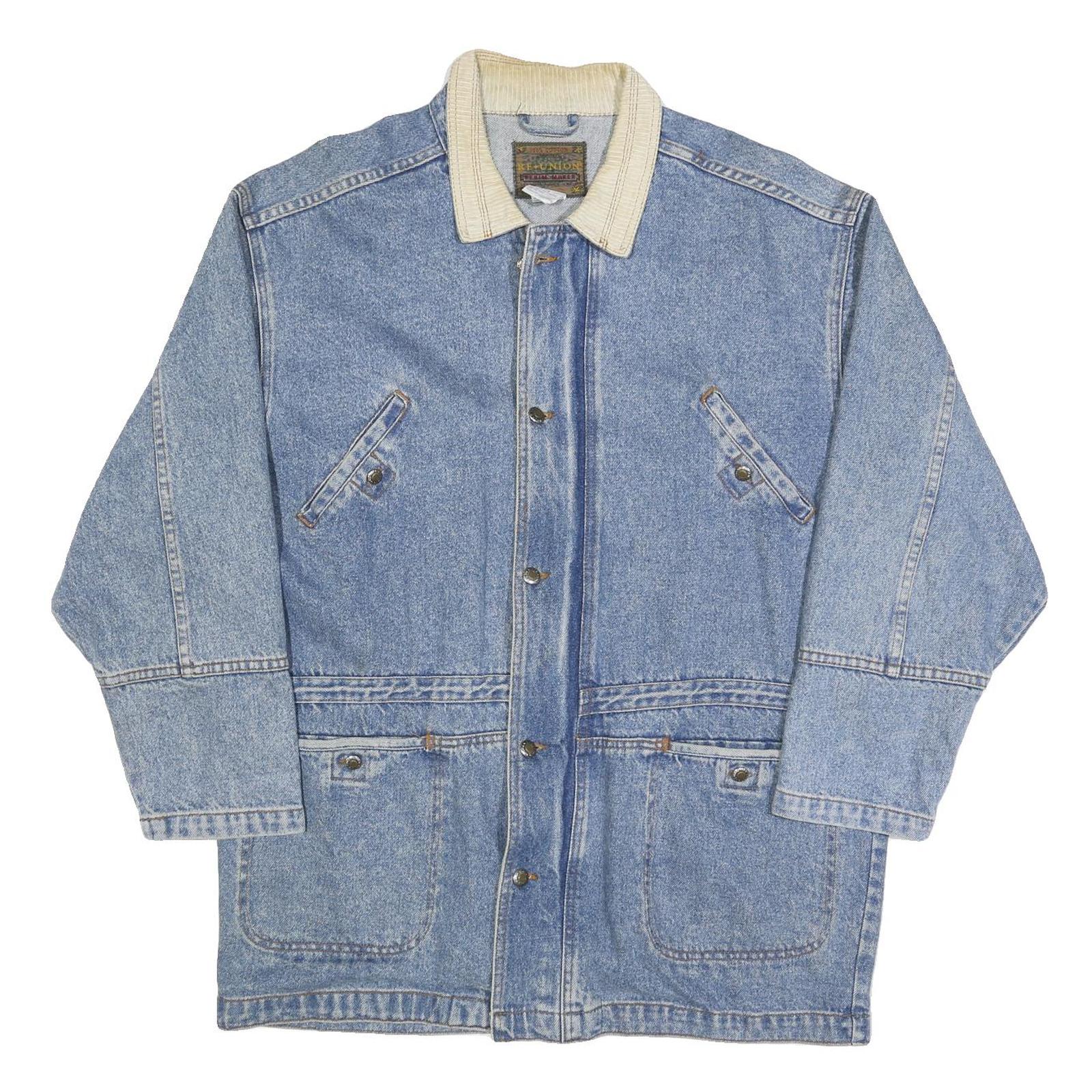 REUNION Mens Blue Denim Jacket S Cotton Casual Button Closure Classic Style Refurbished - N/A refurbished available on Cerqular