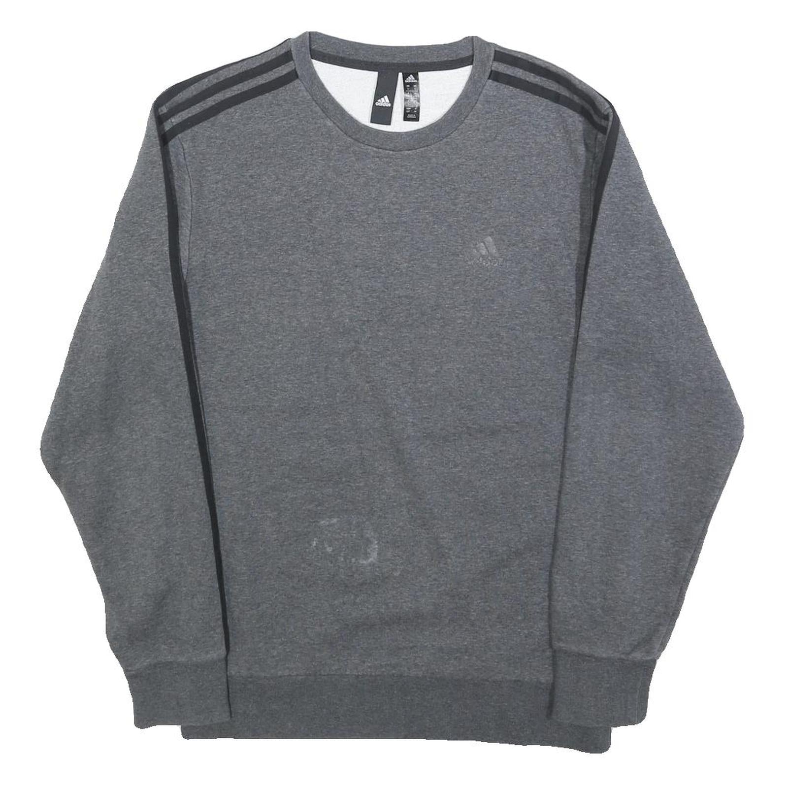 ADIDAS Mens Grey Cotton Blend Crew Neck S Sweatshirt Three Stripe Design Refurbished - N/A refurbished available on Cerqular