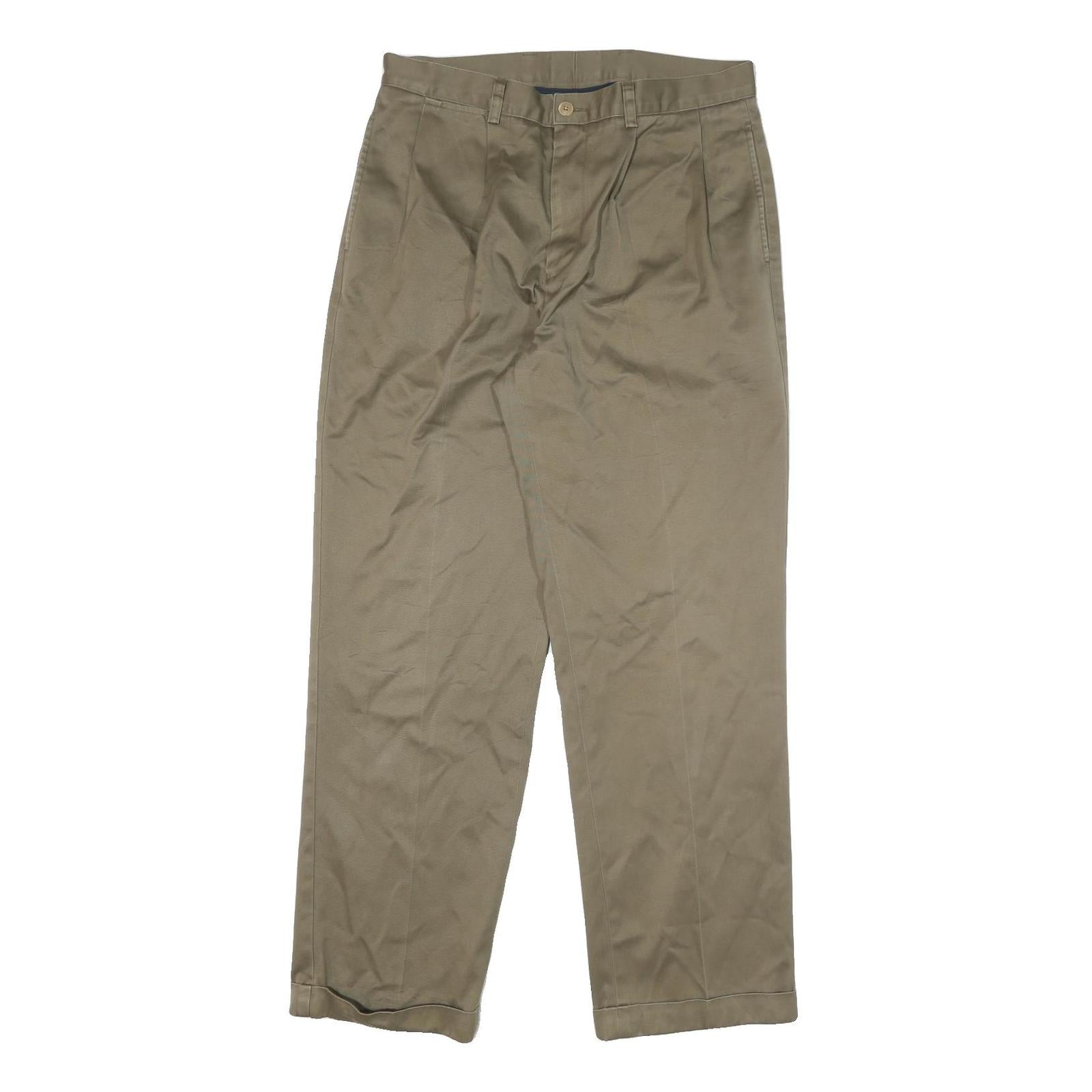 NAUTICA Mens Relaxed Beige Cotton Blend Trousers W34 L32 Zip Classic Straight Refurbished - N/A refurbished available on Cerqular