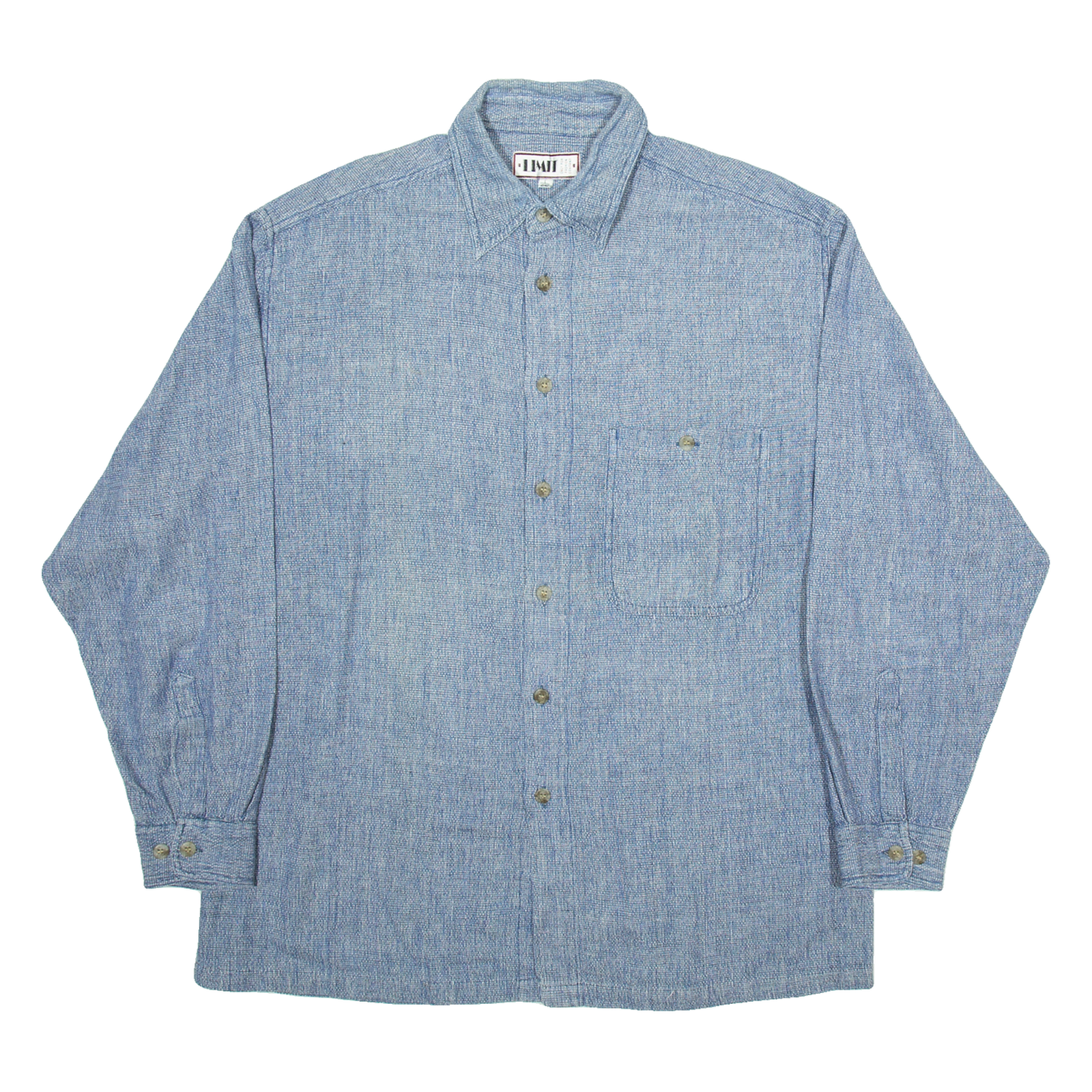 LIMIT Mens Plain Shirt Blue Long Sleeve L Refurbished - N/A refurbished available on Cerqular
