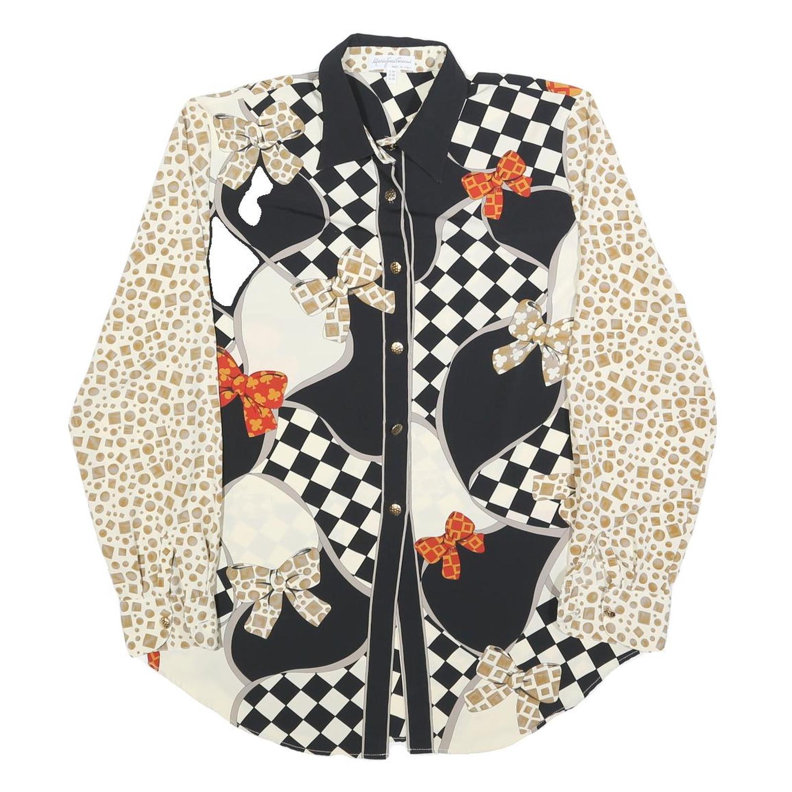 Buy MANIO FUCCI CELIO Womens Black Cream Bow Print Shirt Long Sleeve Collared L Refurbished - $18.19 MANIO FUCCI CELIO Womens Black Cream Bow Print Shirt Long Sleeve Collared L Refurbished - N/A refurbished available on Cerqular