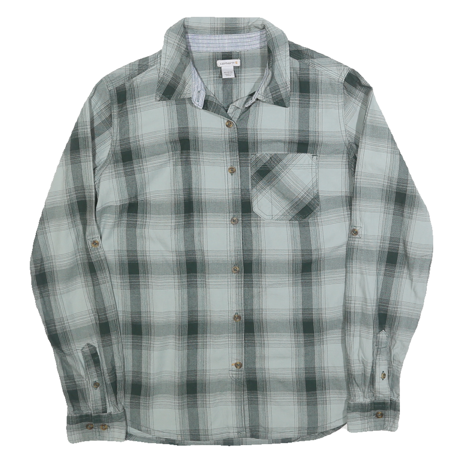 CARHARTT Mens Green & Grey Check Shirt XS Cotton Blend Casual Workwear Refurbished - N/A refurbished available on Cerqular