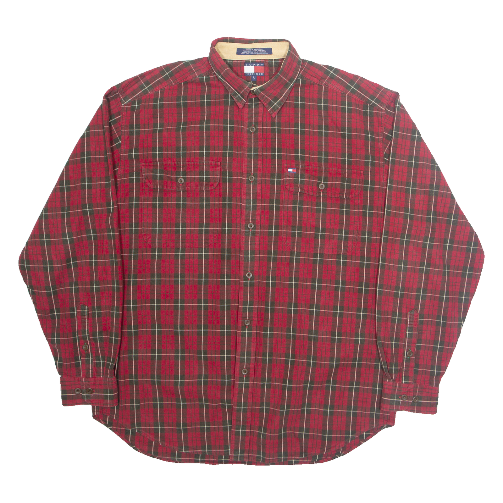 TOMMY HILFIGER Mens Shirt Red Check Long Sleeve L Refurbished - N/A refurbished available on Cerqular