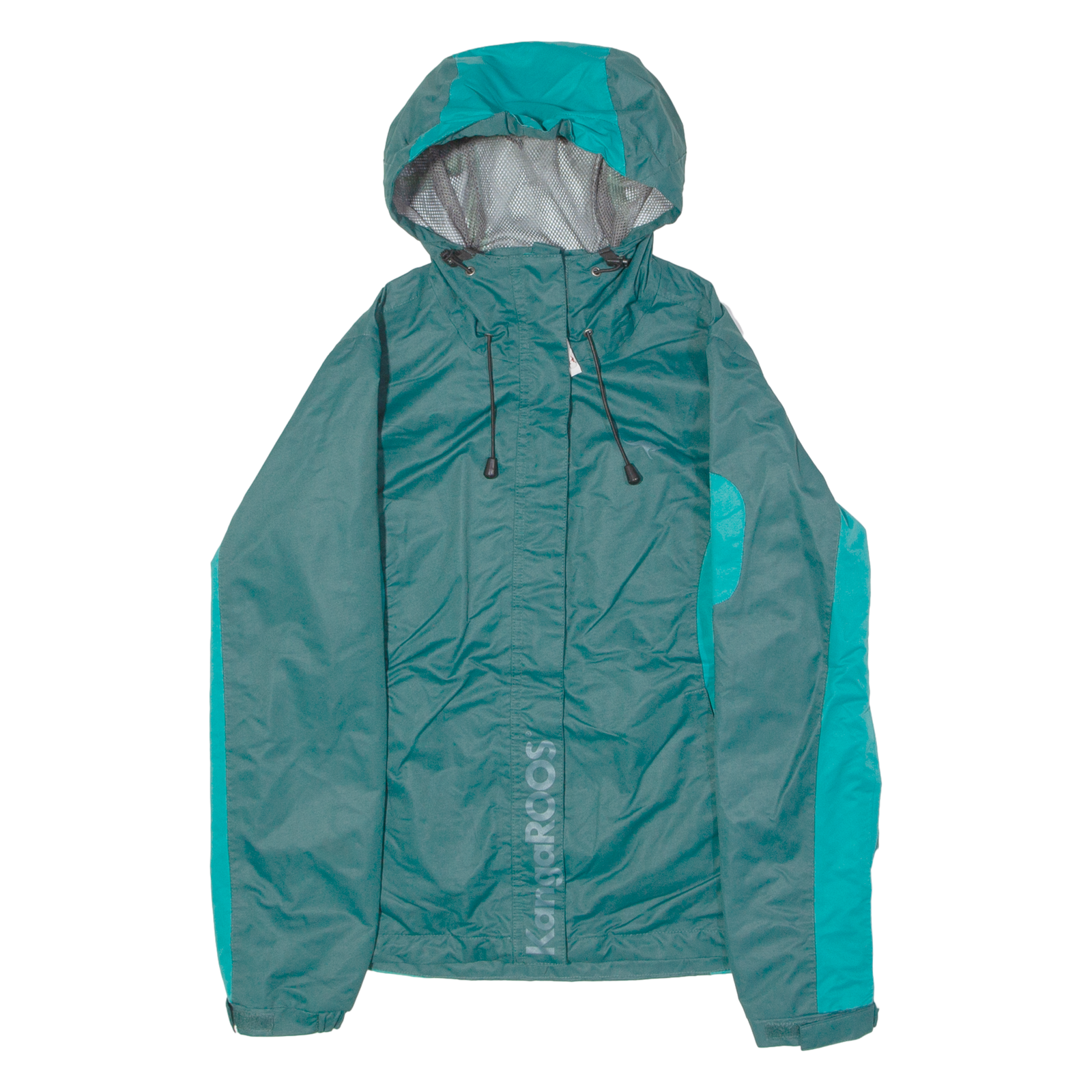 KANGAROOS Womens Rain Jacket Green Hooded Colourblock UK 8 Refurbished - N/A refurbished available on Cerqular