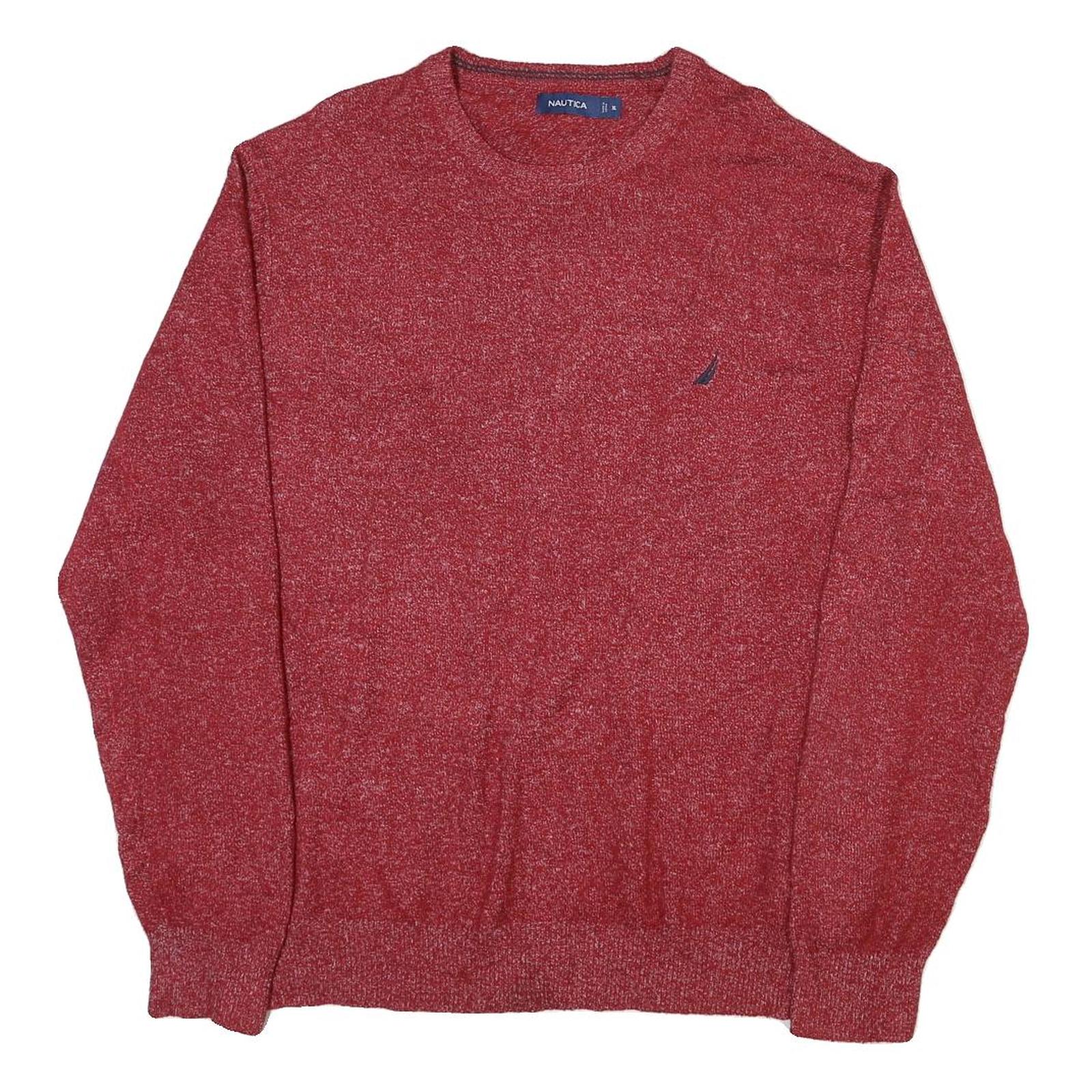 NAUTICA Mens Red Plain Cotton Blend Jumper Crew Neck Basic Knit XL Sweater Refurbished - N/A refurbished available on Cerqular