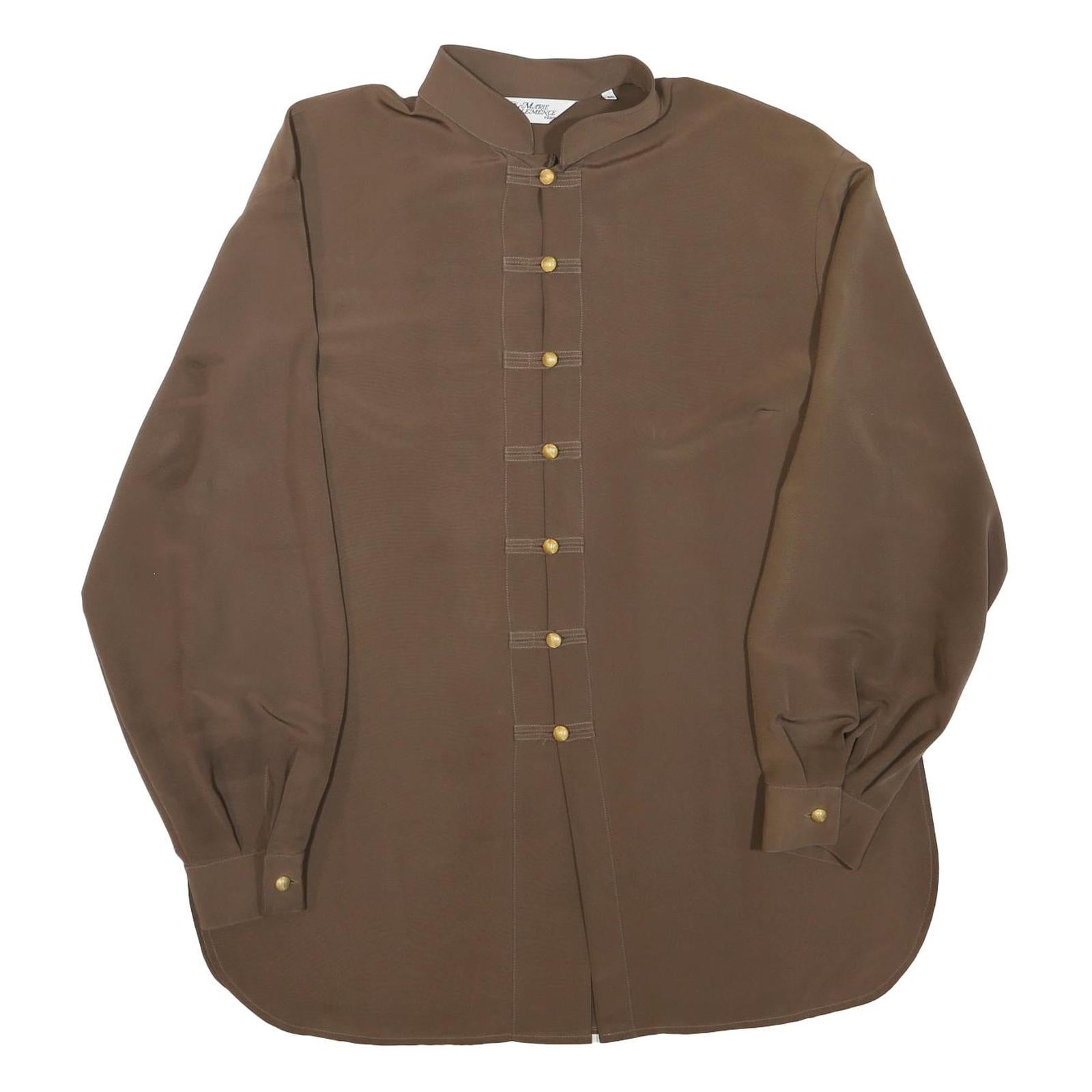 MARIE CLEMENCE Womens Brown Long Sleeve Button Neck Top XL Elegant Polyester Refurbished - N/A refurbished available on Cerqular