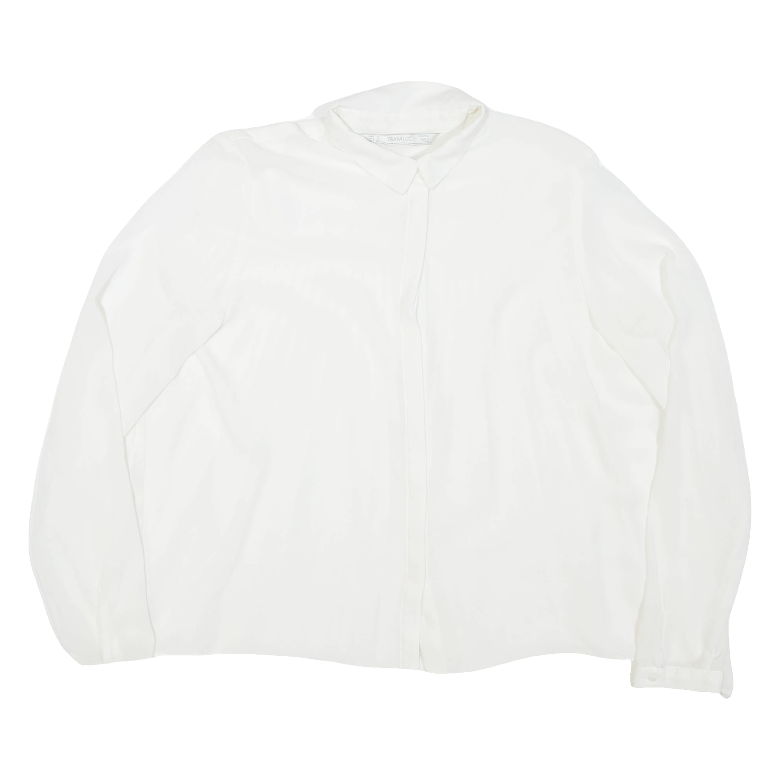 ZARA Sheer Womens Blouse White Collared Long Sleeve S Refurbished - N/A refurbished available on Cerqular