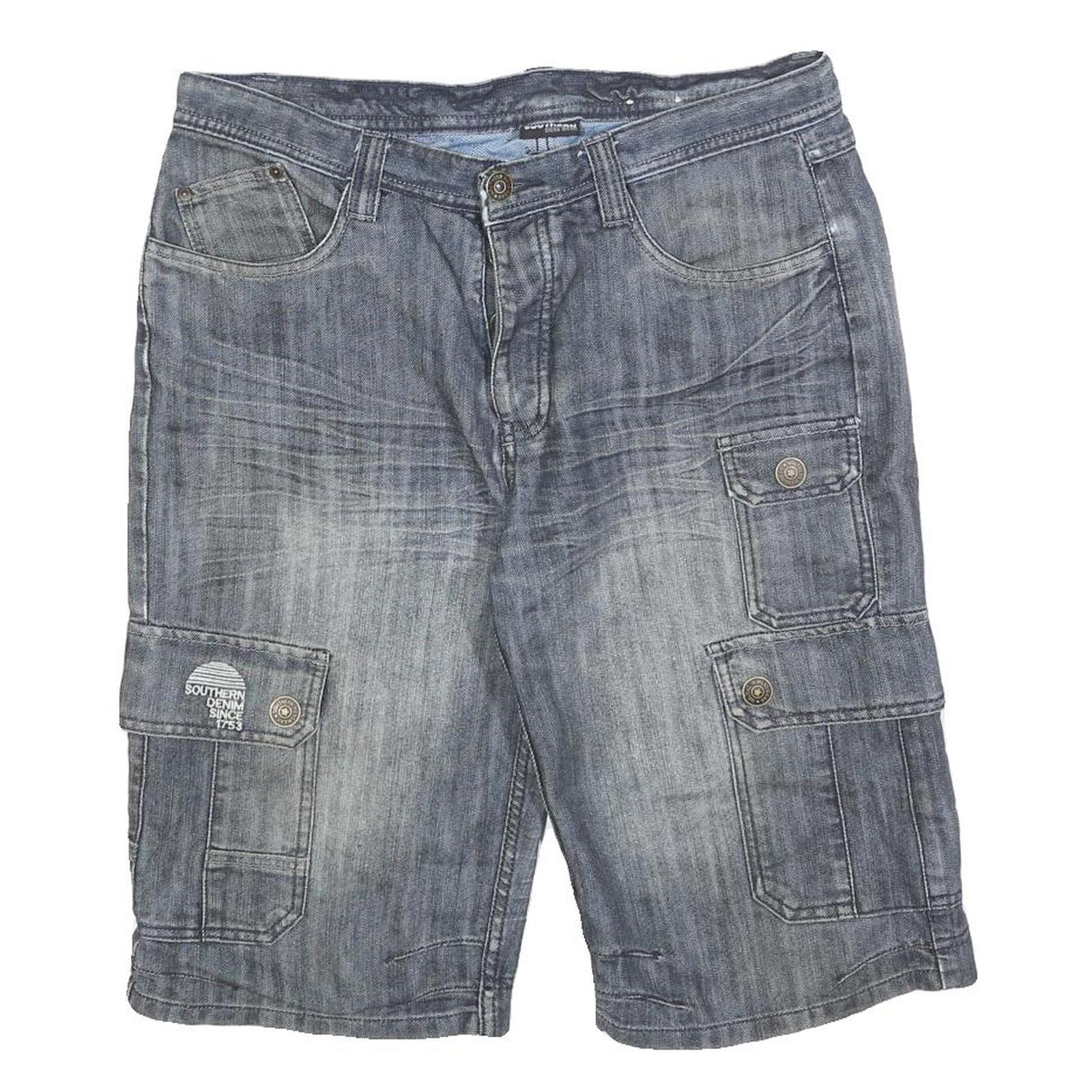 Buy SOUTHERN Mens Denim Cargo Shorts Blue M W32 Cotton Blend Casual Pockets Button Refurbished - $15.59 SOUTHERN Mens Denim Cargo Shorts Blue M W32 Cotton Blend Casual Pockets Button Refurbished - N/A refurbished available on Cerqular