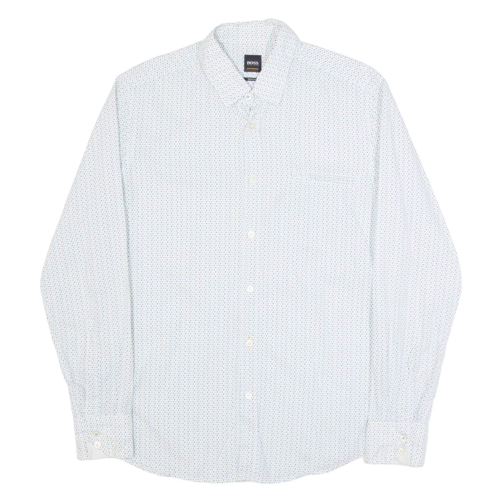 HUGO BOSS Mens Shirt White Spotted Long Sleeve L Refurbished - N/A refurbished available on Cerqular