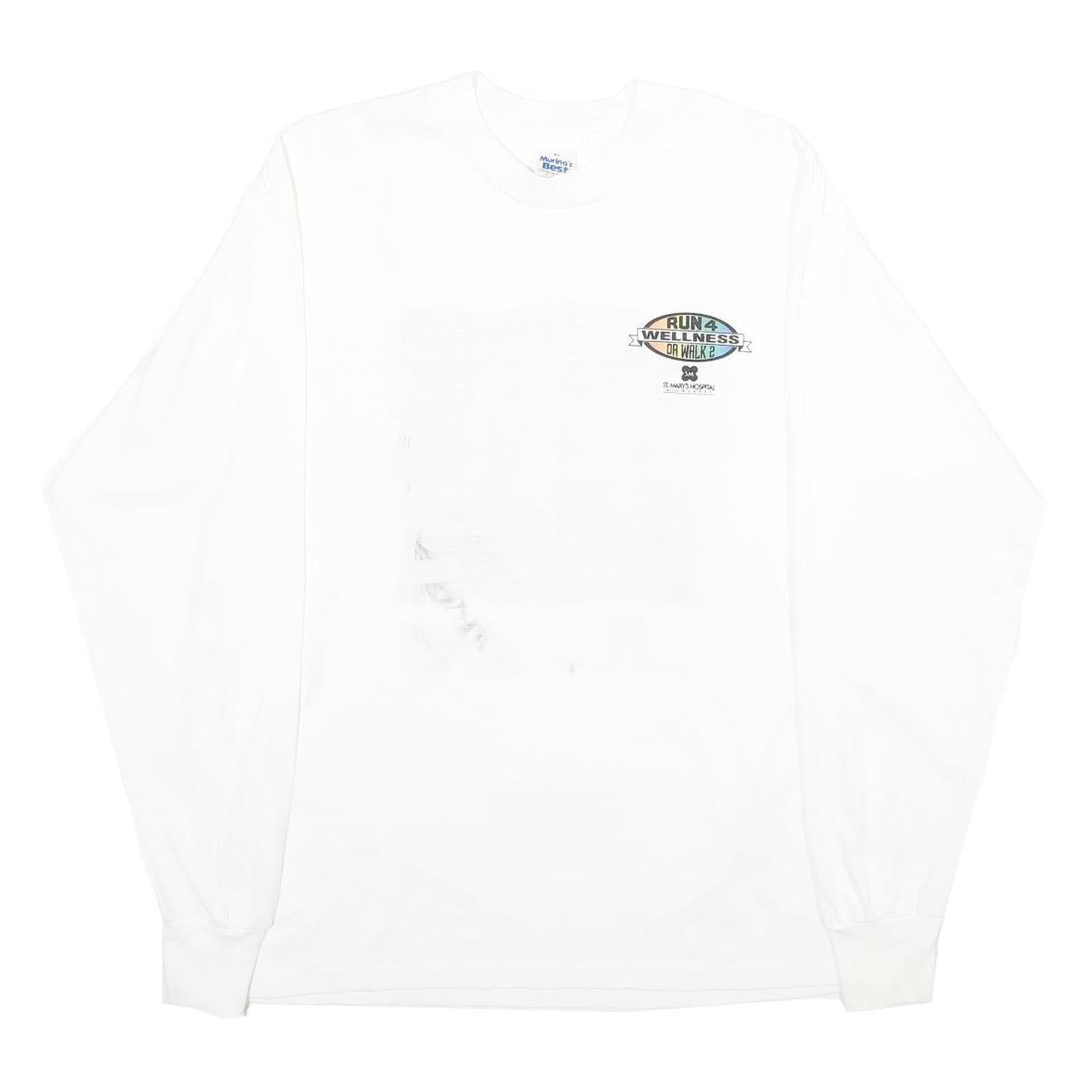 MURINA'S BEST Mens White XL Long Sleeve Crew Neck Wellness Print T-Shirt Refurbished - N/A refurbished available on Cerqular