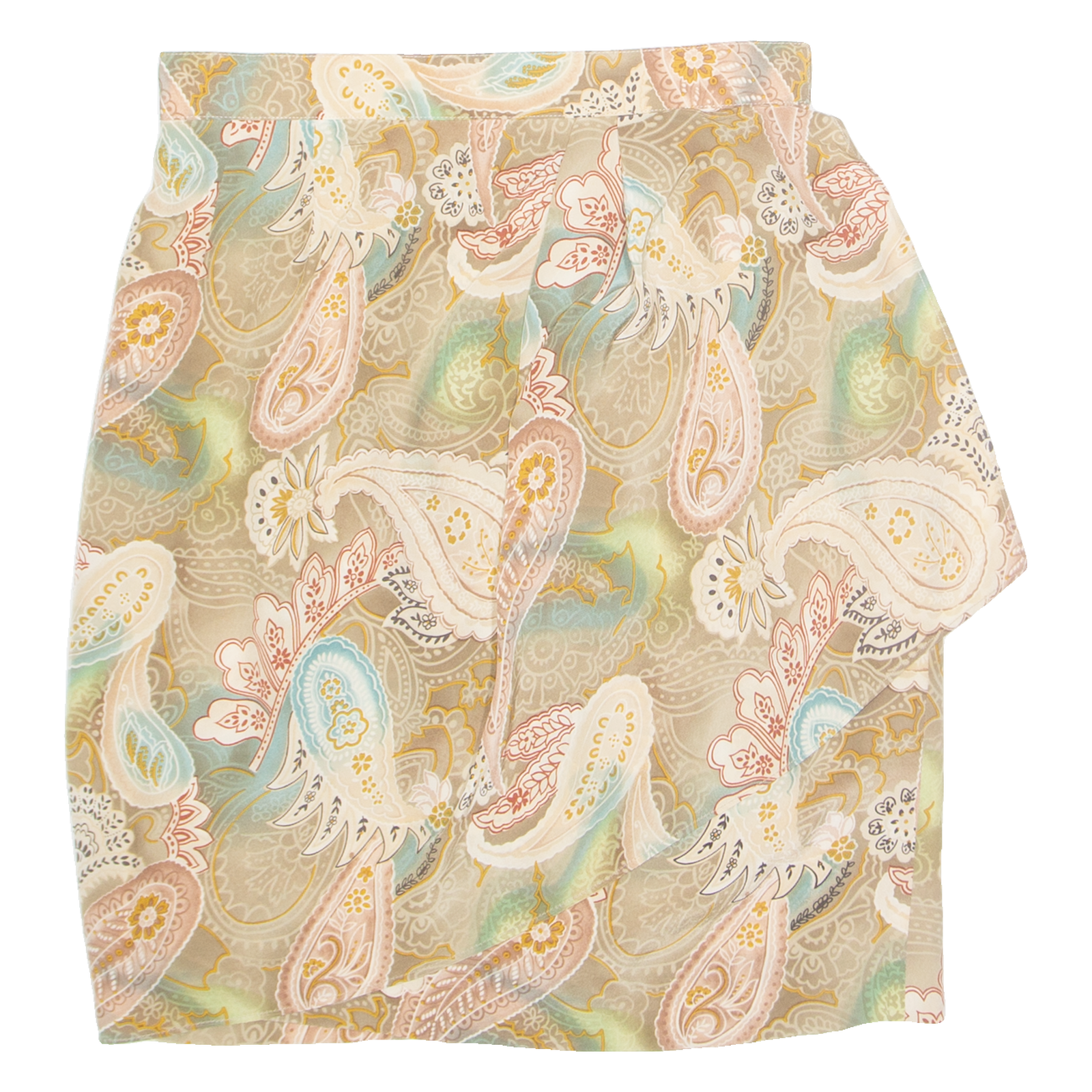 DONCASTER Womens Wrap Skirt Beige Knee Length Silk Paisley S Refurbished - N/A refurbished available on Cerqular