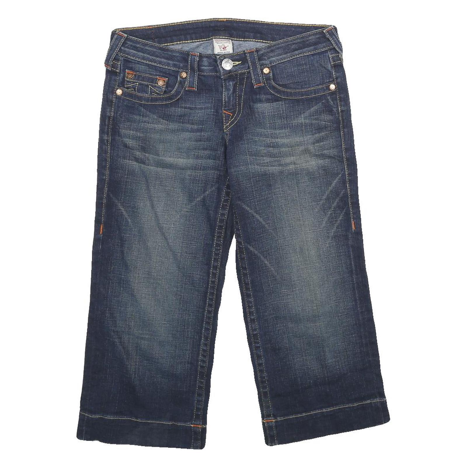 TRUE RELIGION Womens Denim Blue Shorts M W29 Cropped Casual Refurbished - N/A refurbished available on Cerqular