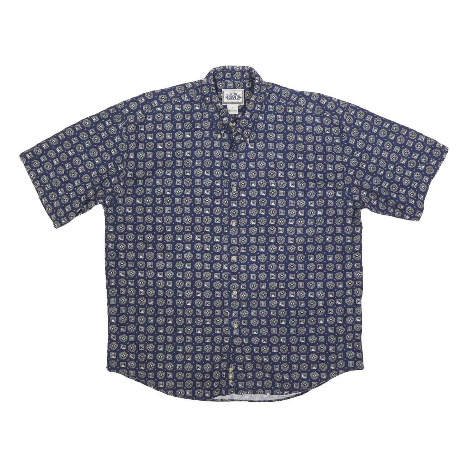 NAK Mens Blue Patterned Casual Shirt L Cotton Blend Summer Button-Down Refurbished - N/A refurbished available on Cerqular