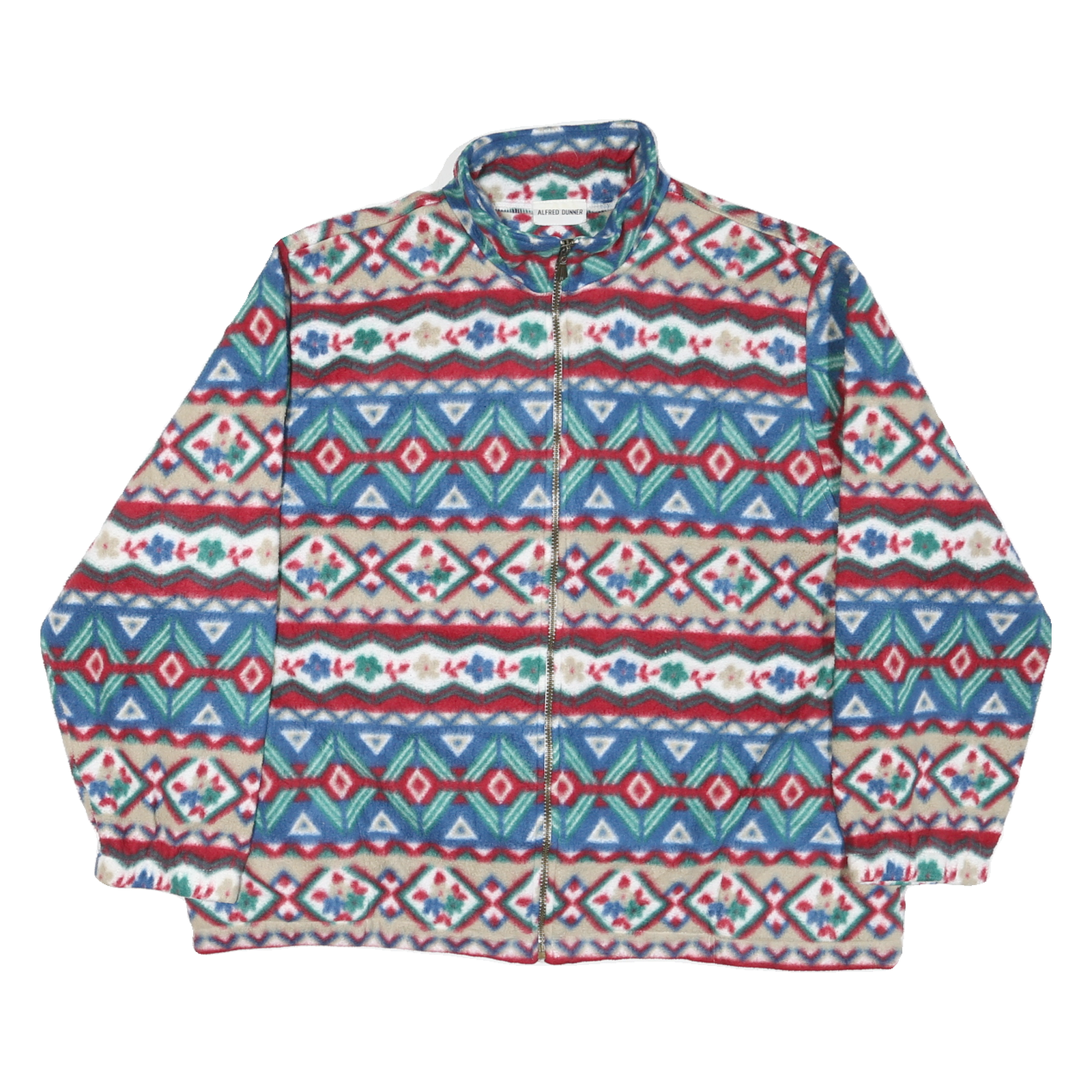 ALFRED DUNNER Mens Blue & Red Green Floral Outdoor Jacket L Polyester Blend Refurbished - N/A refurbished available on Cerqular