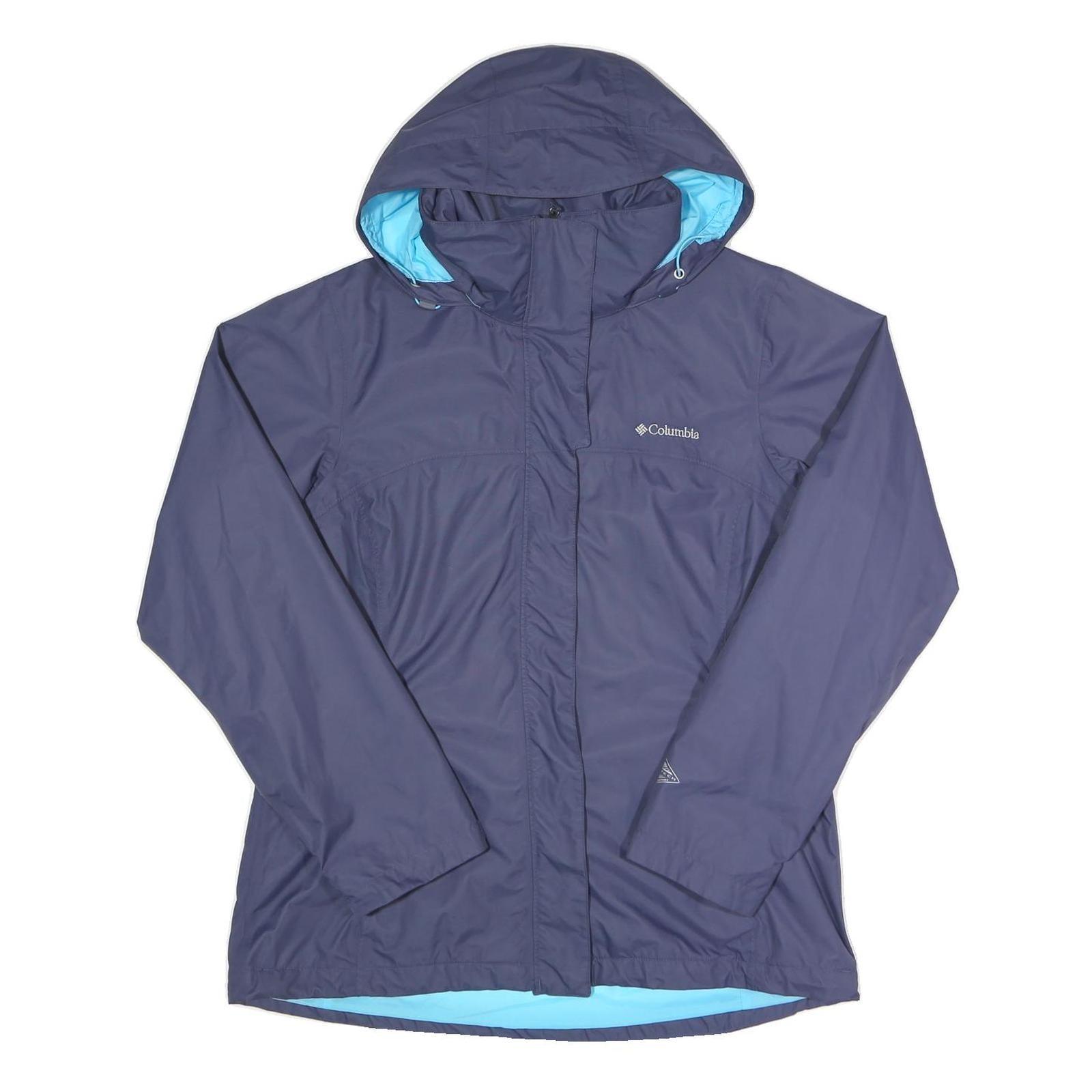 COLUMBIA Womens Blue Hooded Zip Nylon Outdoor Jacket L Waterproof Lightweight Refurbished - N/A refurbished available on Cerqular