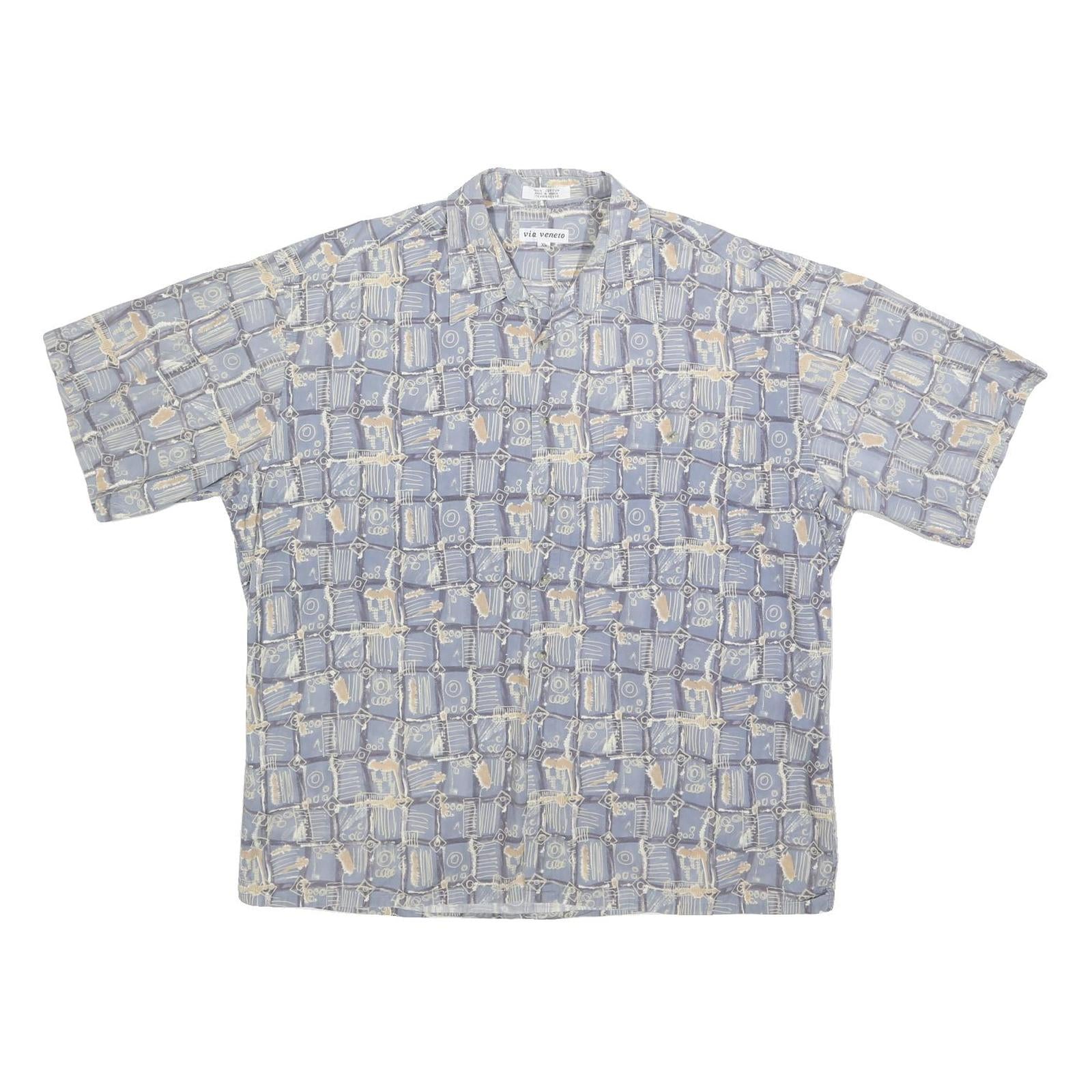 VIA VENTO Mens Blue & Beige Pattern Cotton Shirt XL Relaxed Fit Summer Casual Refurbished - N/A refurbished available on Cerqular