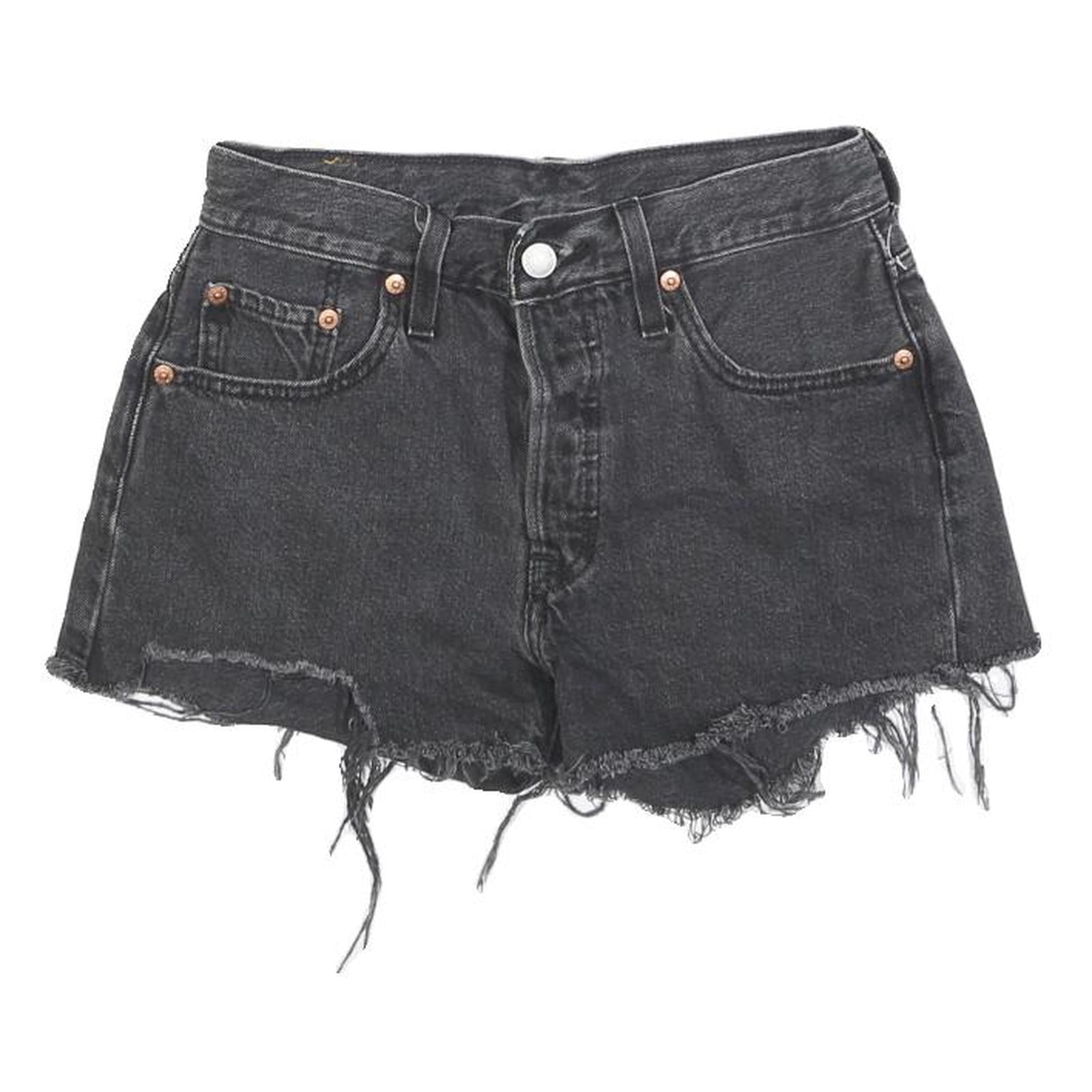 LEVI'S Womens Black Denim Cut-Off Shorts XS W24 Raw Hem Casual Summer Denim Refurbished - N/A refurbished available on Cerqular