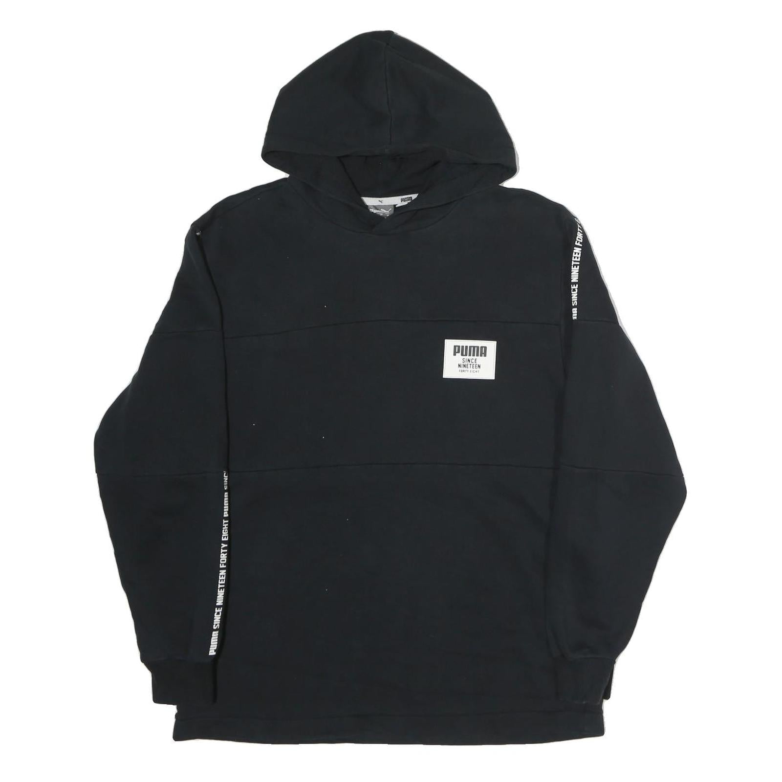 PUMA Mens Black Cotton Hoodie M Printed Logo Casual Streetwear Sweatshirt Refurbished - N/A refurbished available on Cerqular
