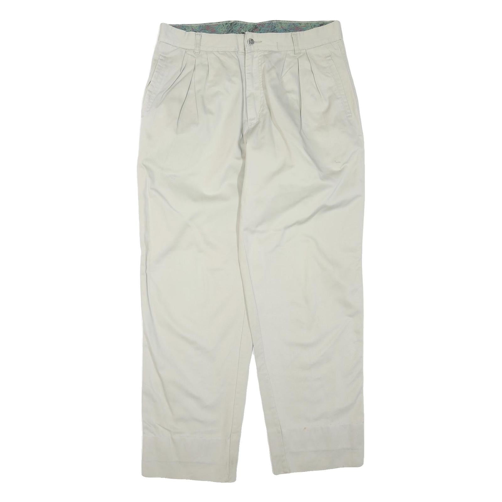 THE BEST Mens Cotton Blend Beige Regular Straight Trousers W34 L30 Casual Refurbished - N/A refurbished available on Cerqular
