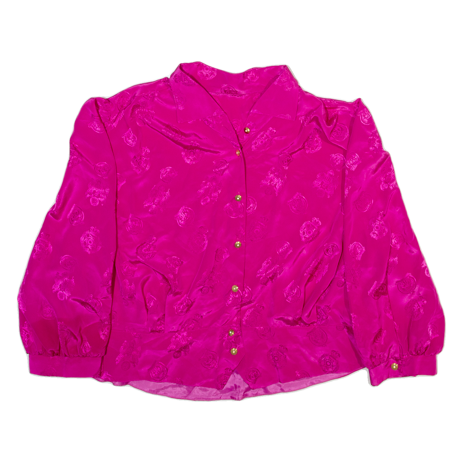 Womens Printed Blouse Pink Collared Long Sleeve Crazy Pattern M Refurbished - N/A refurbished available on Cerqular