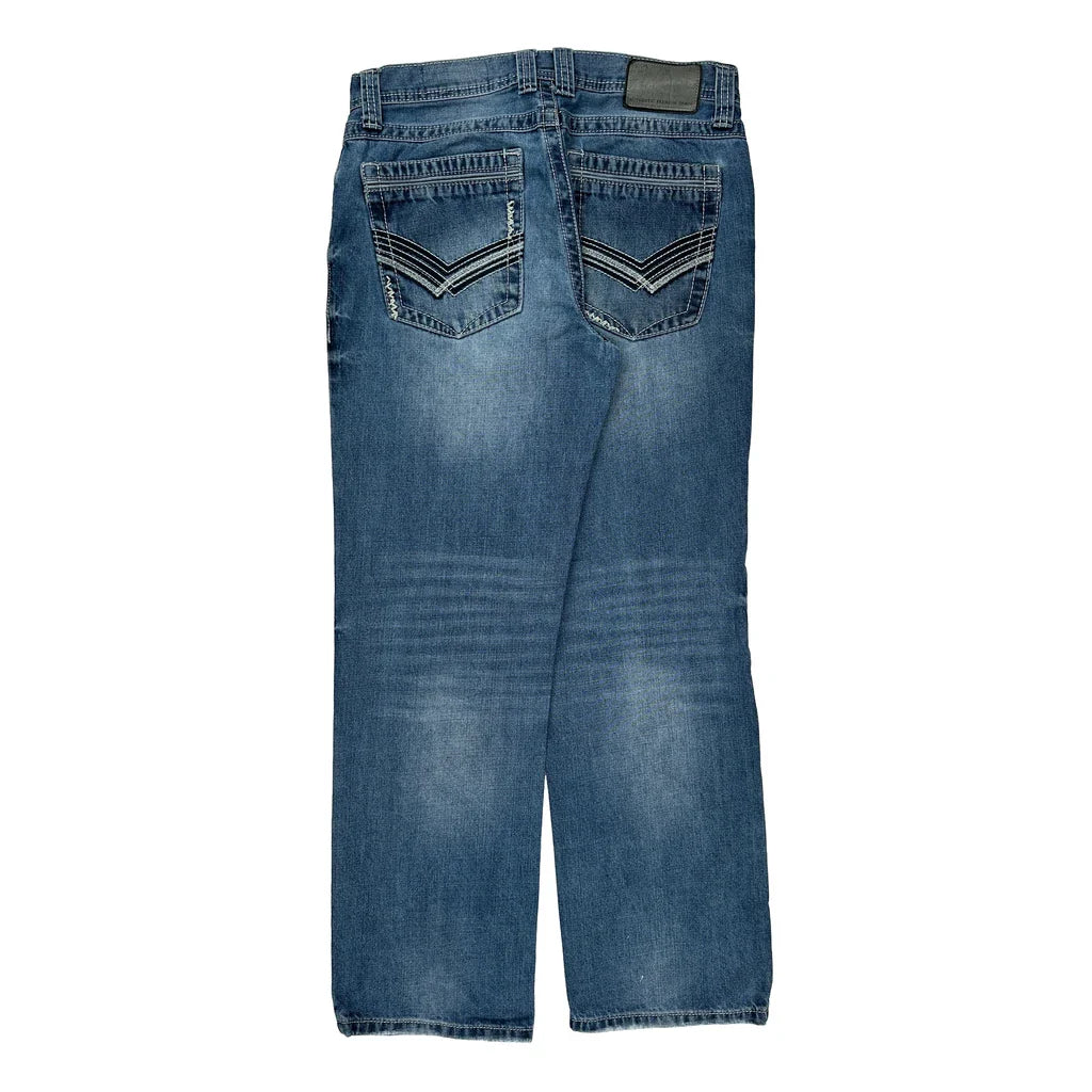 Faded Glory Contrast Stitch Jeans - 33W 32L Blue Cotton Blend Refurbished - Thrifted (note: this is a term often used to describe second- refurbished available on Cerqular