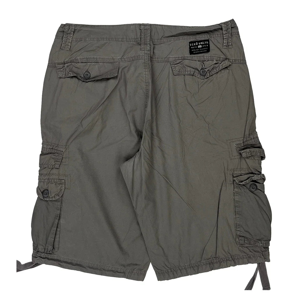 Ecko Unltd Cargo Shorts - 32W 12L Grey Cotton Refurbished - Thrifted (note: this is a term often used to describe second- refurbished available on Cerqular