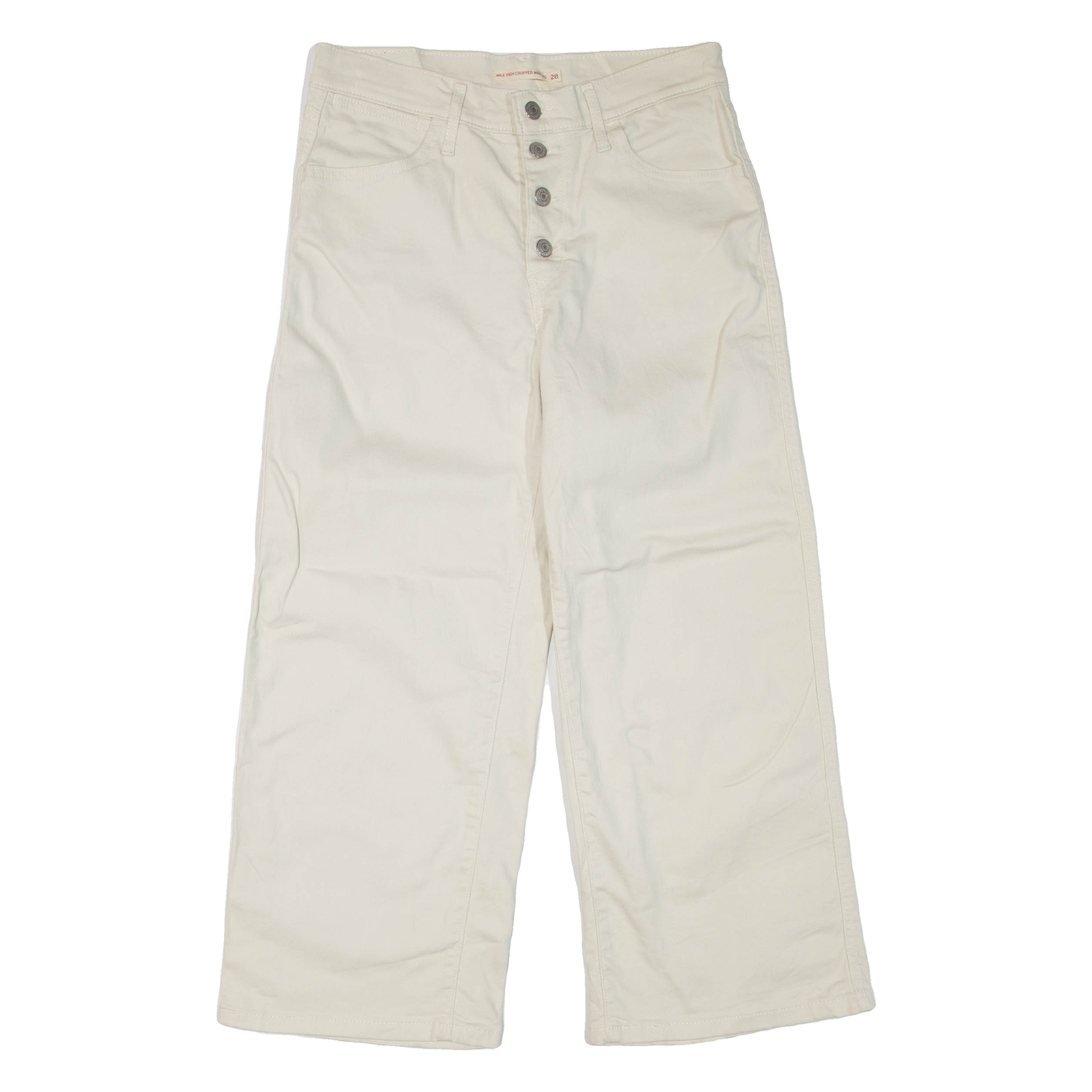 LEVI'S Mile High Womens Trousers White Regular Straight W28 L25 Refurbished - N/A refurbished available on Cerqular