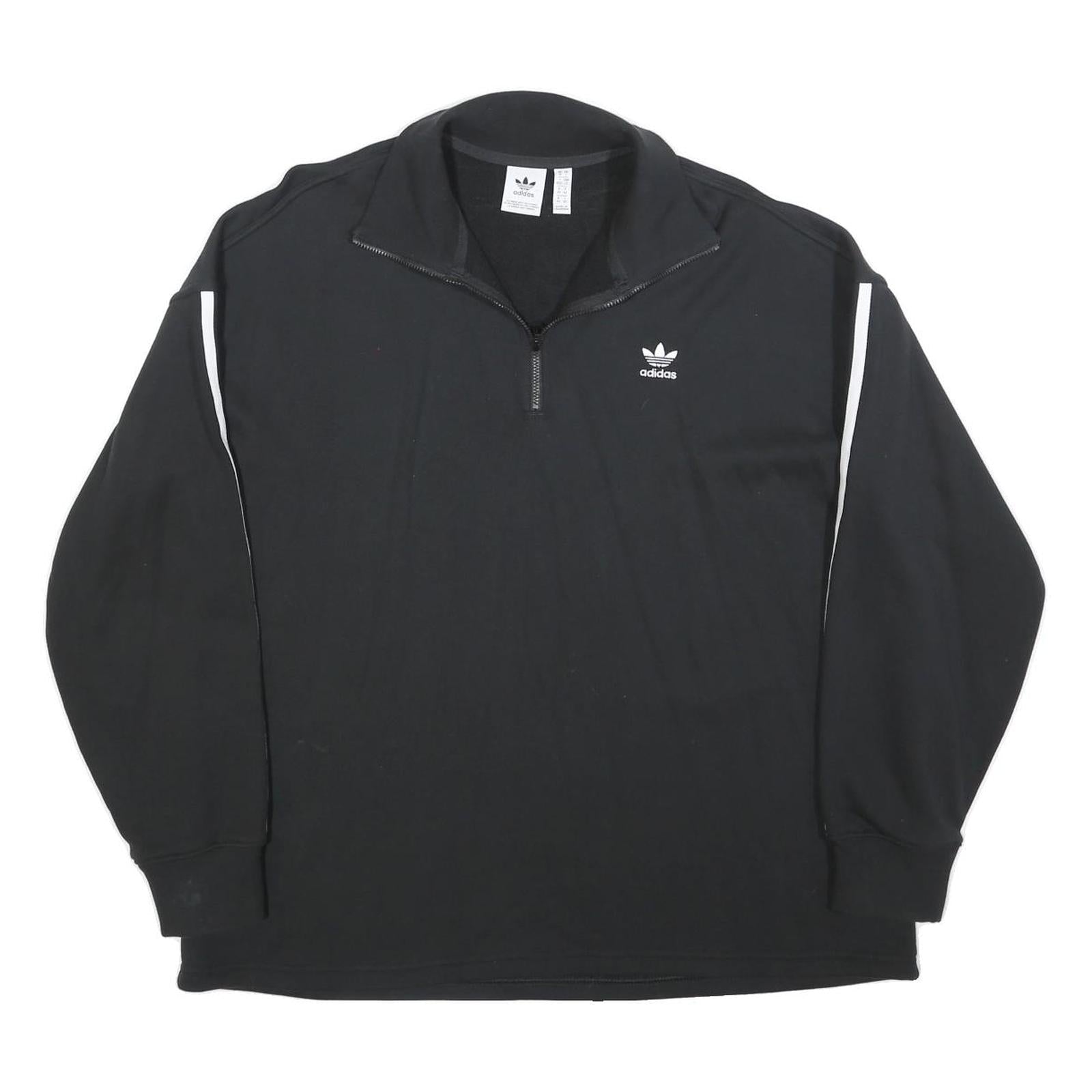 ADIDAS Womens Black & White Sweatshirt Collared UK 18 Cotton Blend Zip Refurbished - N/A refurbished available on Cerqular