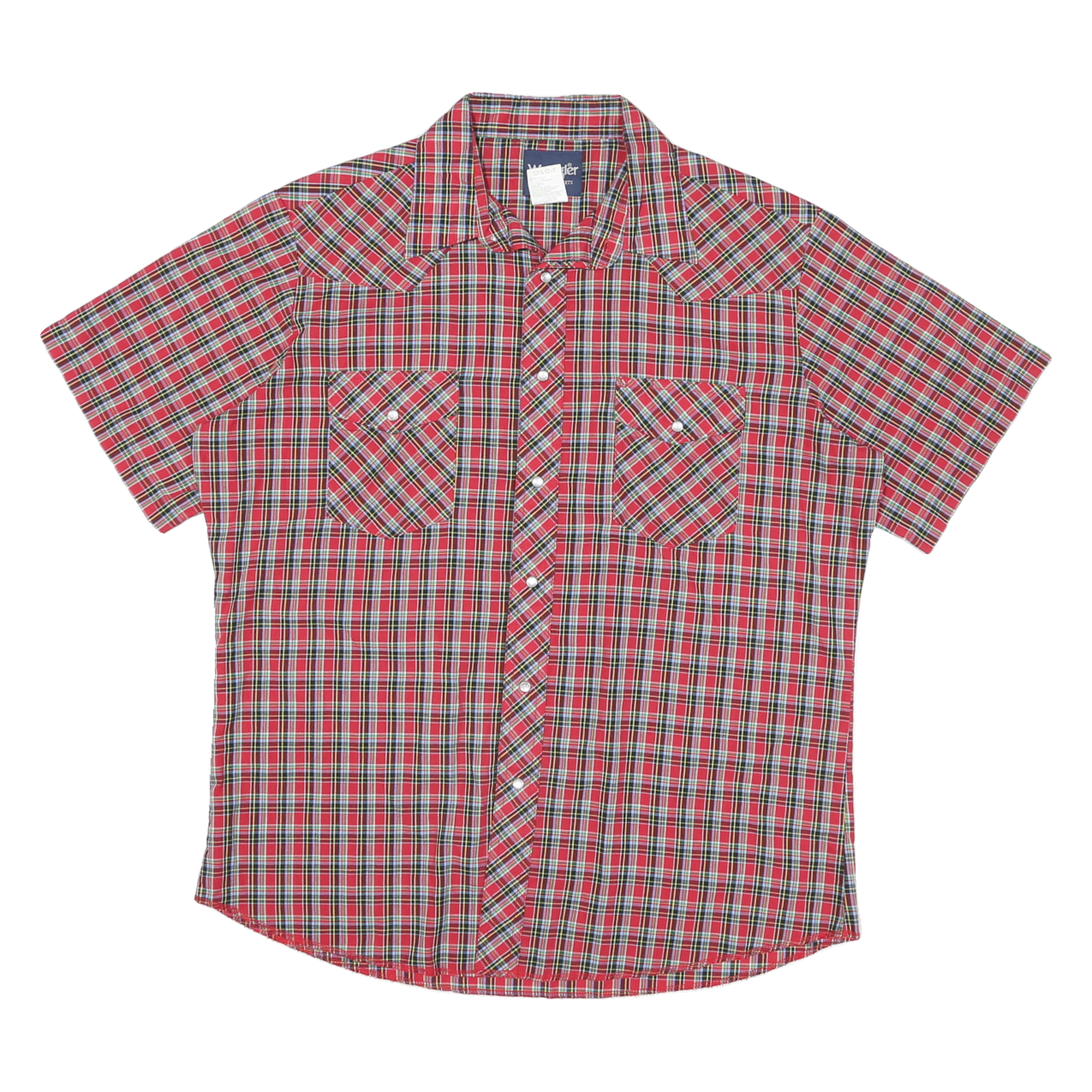 WRANGLER Mens Red & Green Check Shirt L Short Sleeve Button Casual Refurbished - N/A refurbished available on Cerqular