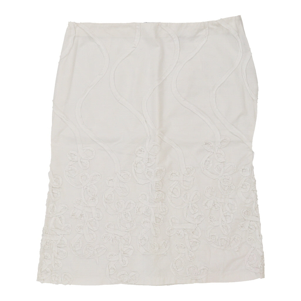 Byblos Midi Midi Skirt - 32W UK 12 White Cotton | Size: UK 12 Refurbished - N/A (Preloved Designer is not a specific brand, it refurbished available on Cerqular
