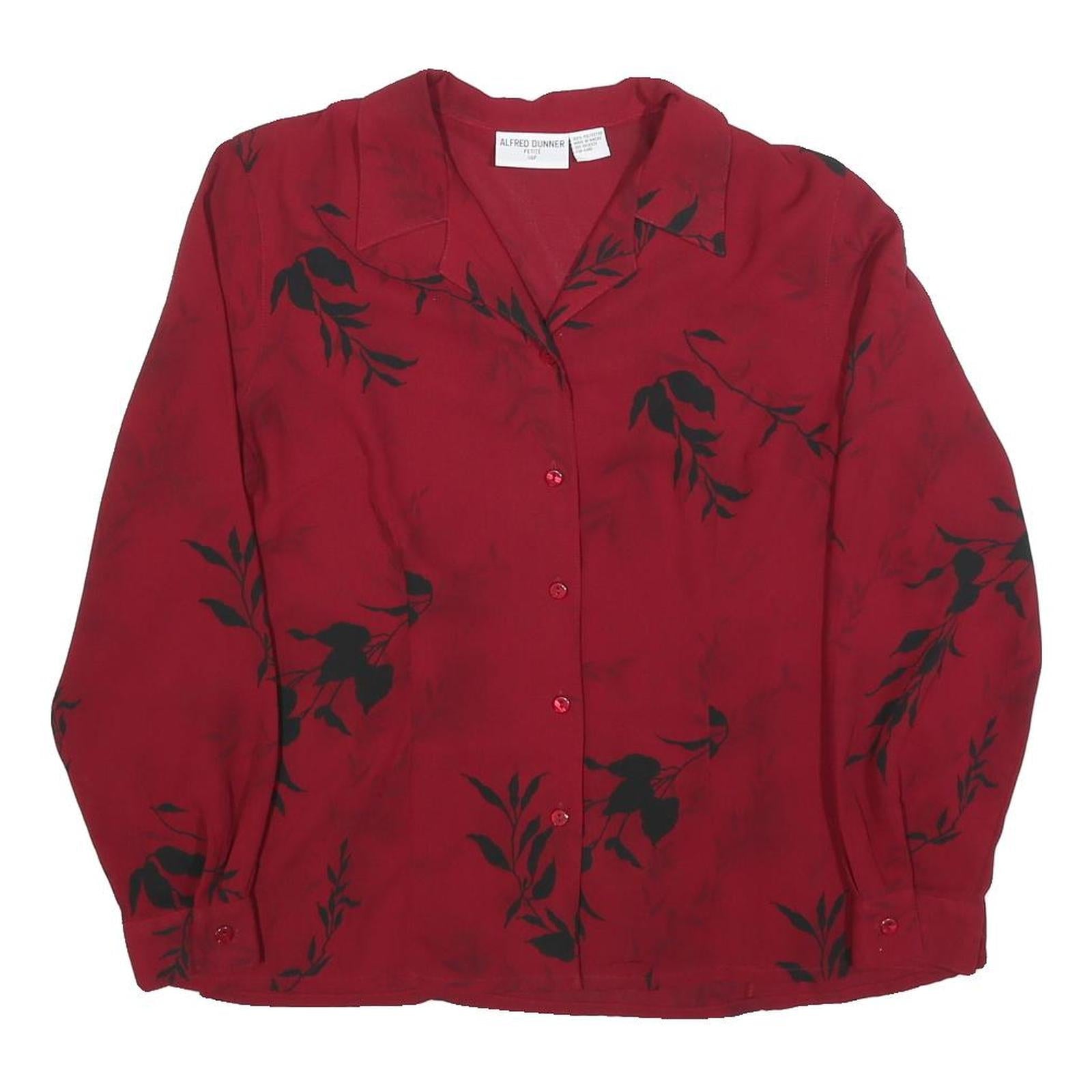 ALFRED DUNNER Womens Red Printed Shirt Long Sleeve Collared M Button Front Refurbished - N/A refurbished available on Cerqular