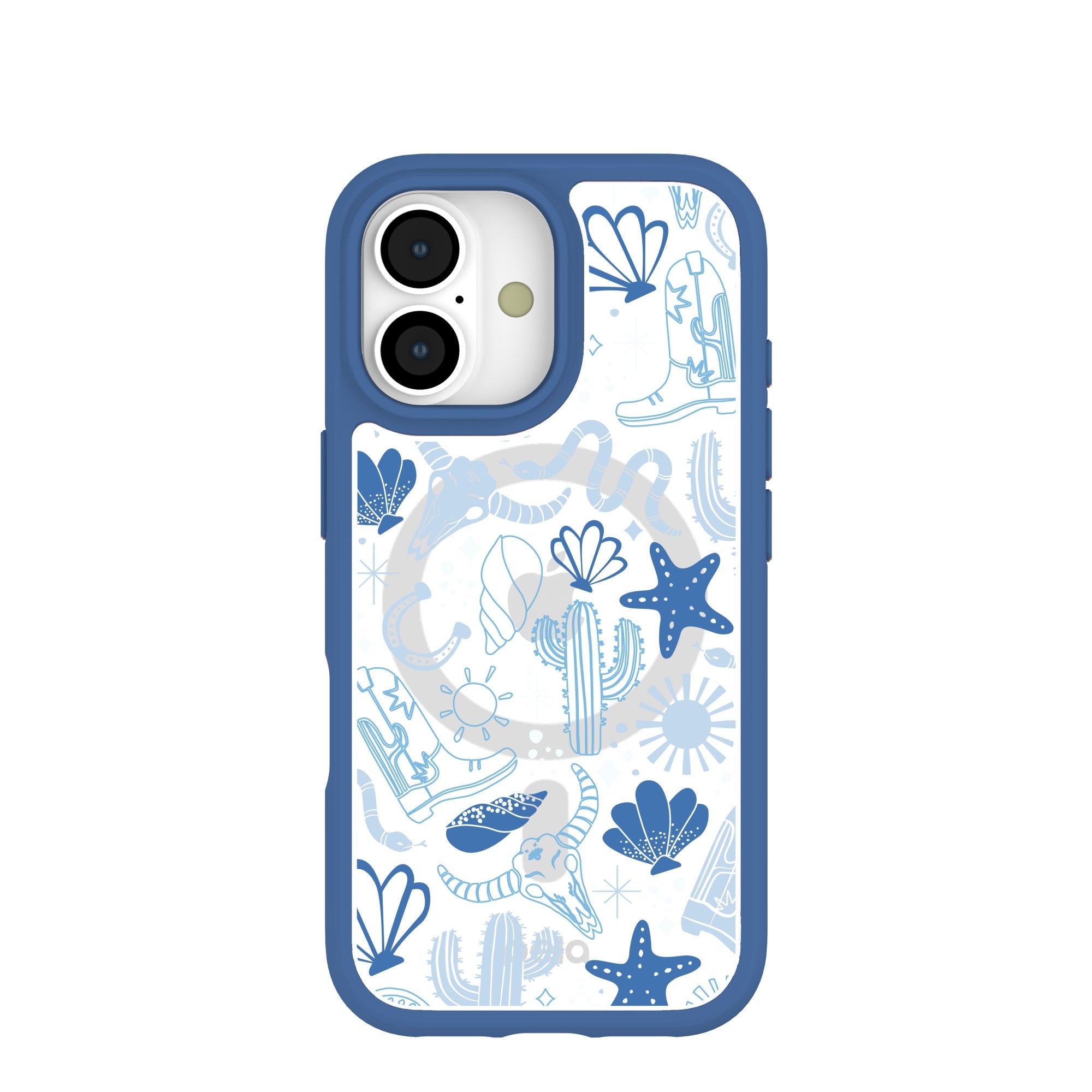 Clear Sea and Saddle iPhone 17 Case With True Blue Ridge (MagSafe included) Refurbished - Pela Case refurbished available on Cerqular