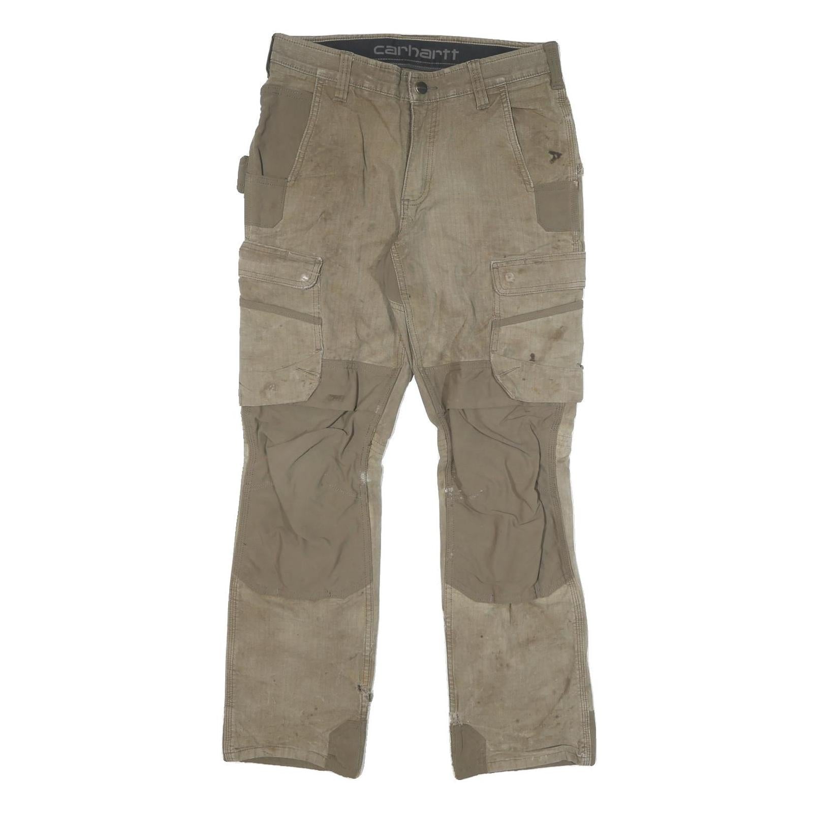 CARHARTT Mens Cotton Blend Beige Regular Fit Straight Trousers W31 L30 Workwear Refurbished - N/A refurbished available on Cerqular