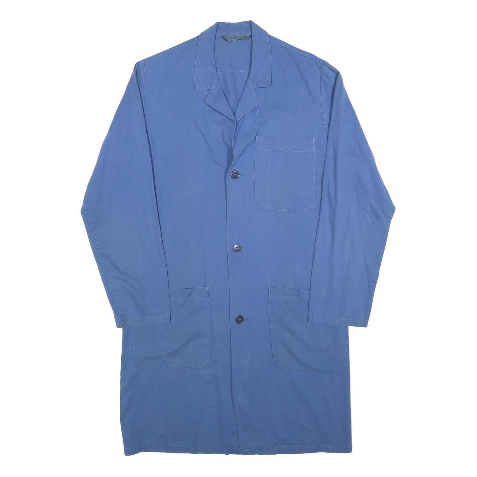 Mens Blue Cotton Blend Button Jacket M Casual Workwear Plain Classic Long Sleeve Refurbished - N/A refurbished available on Cerqular