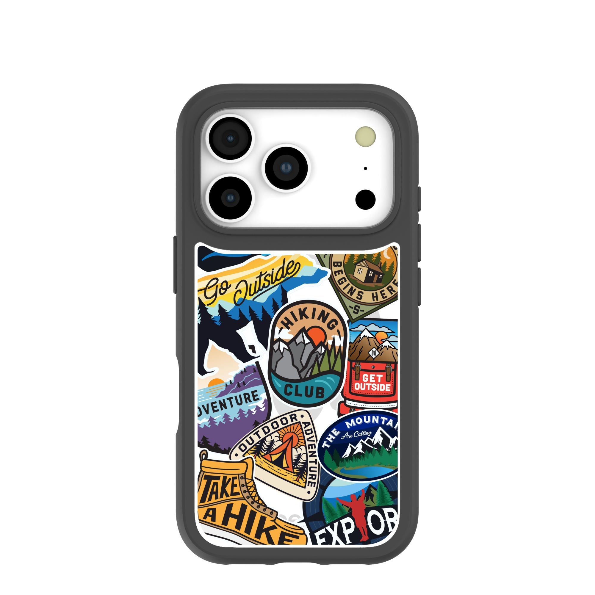 Clear Trail Stickers iPhone 17 Pro Case With Noir Ridge (MagSafe included) Refurbished - Pela Case refurbished available on Cerqular