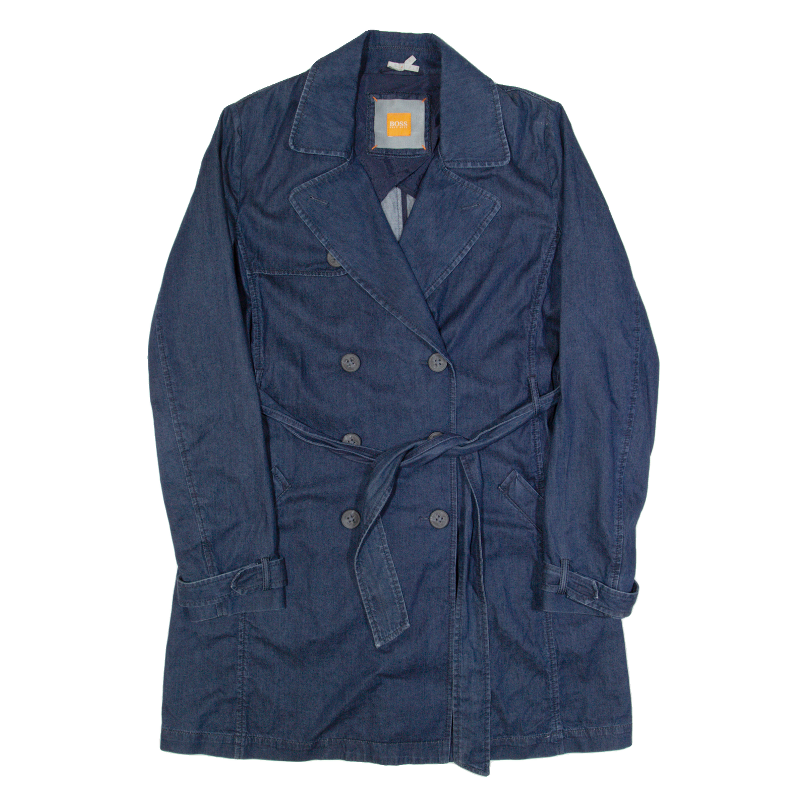 HUGO BOSS Belted Womens Trench Coat Blue UK 8 Refurbished - N/A refurbished available on Cerqular