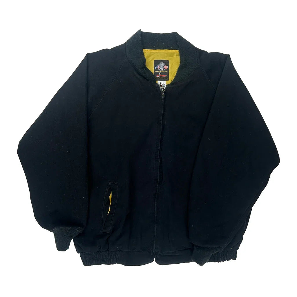Cat Scale Unbranded Graphic Bomber Jacket - XL Black Cotton Refurbished - Thrifted (note: this is a term often used to describe second- refurbished available on Cerqular