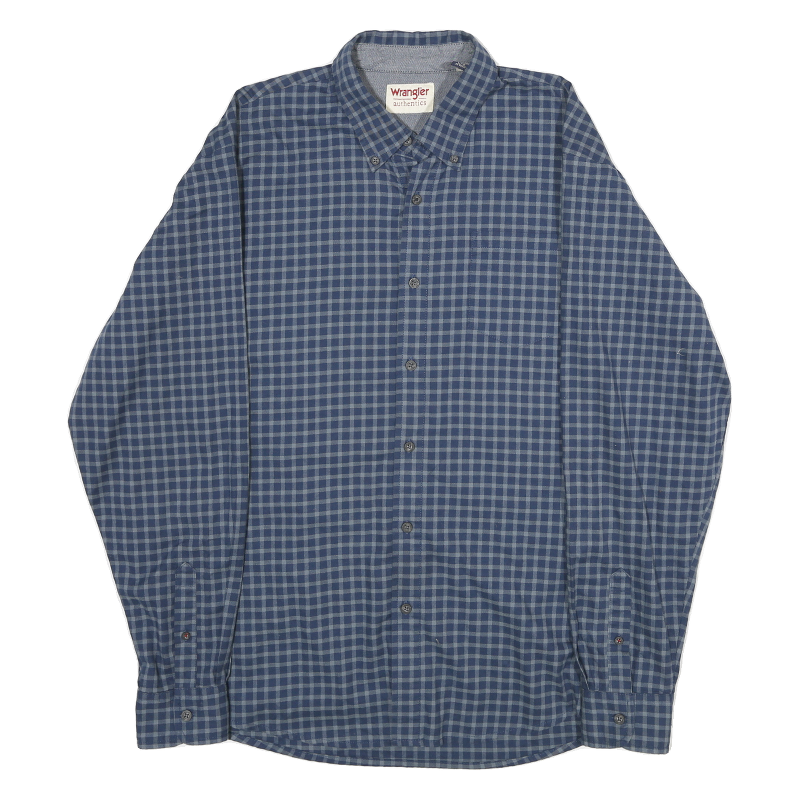 WRANGLER Mens Blue Check Shirt L Cotton Blend Casual Button Down Long Sleeve Refurbished - N/A refurbished available on Cerqular