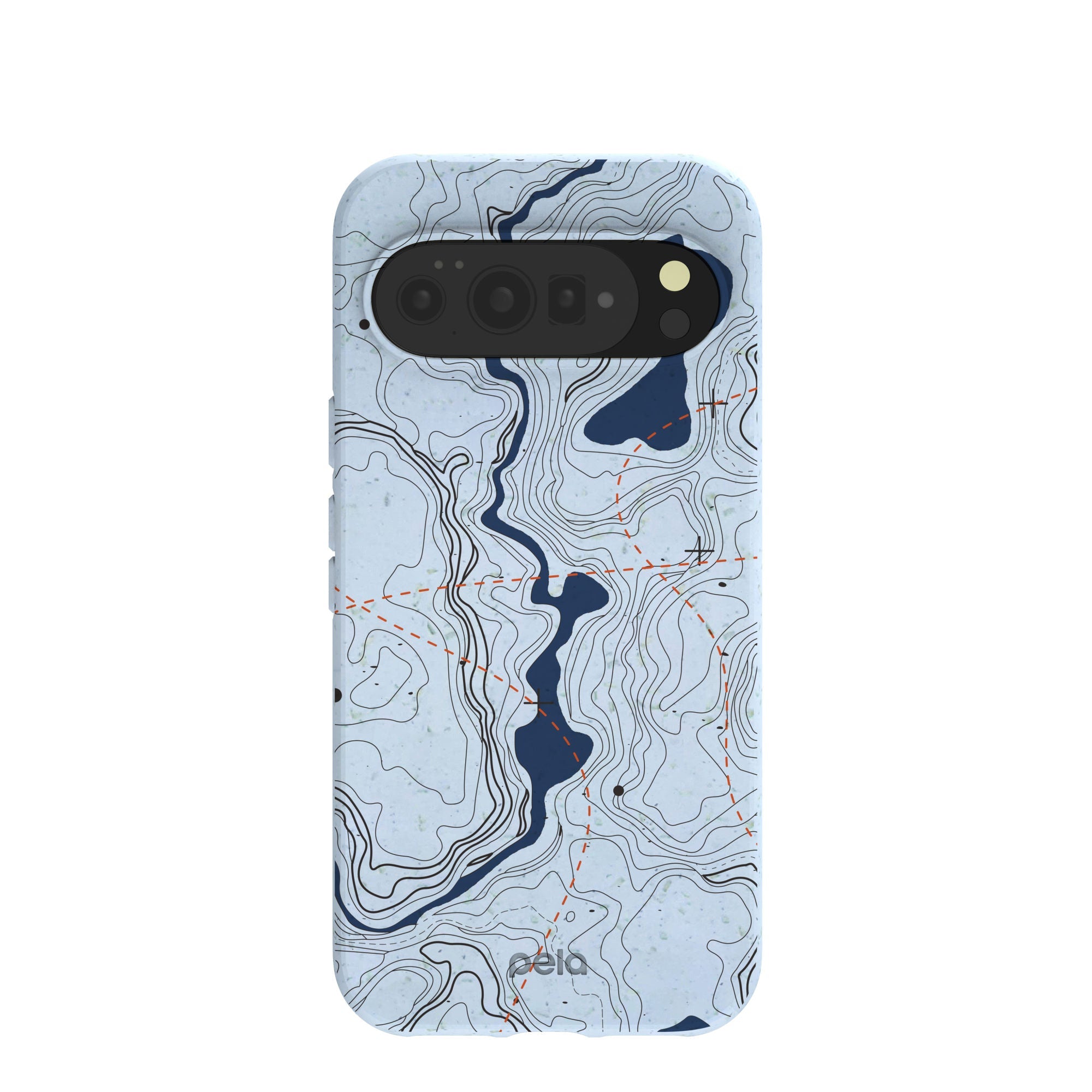 Powder Blue Contour Lines Google Pixel 10 Pro XL Case | PixelSnap Compatibility: Without PixelSnap Refurbished - Pela Case refurbished available on Cerqular