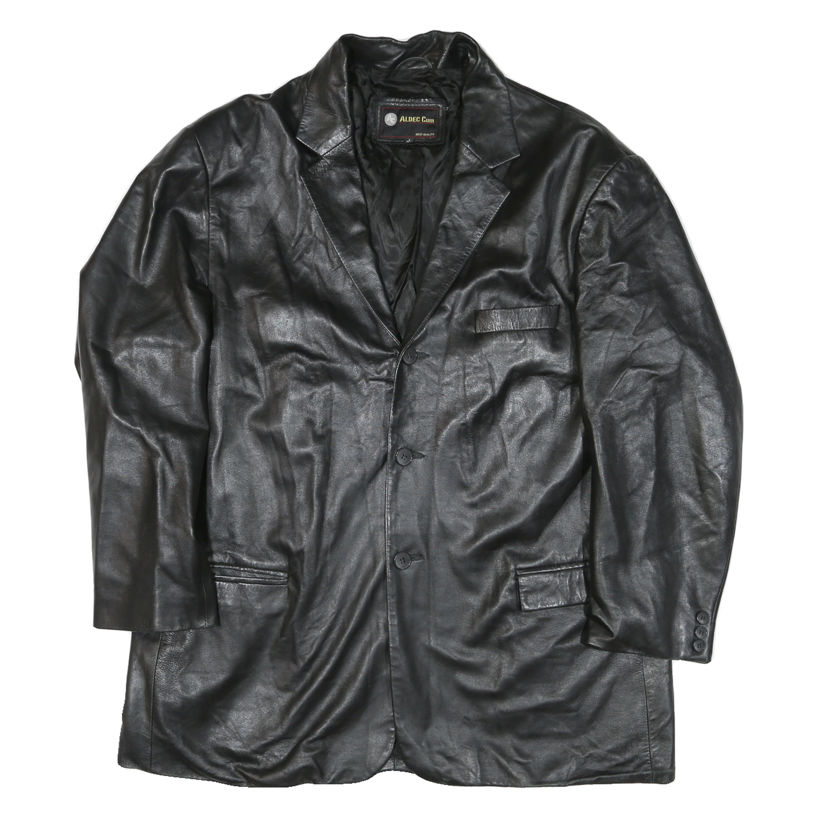 Mens Black Synthetic Classic Jacket 2XL Button Closure Long Sleeve Plain Stylish Refurbished - N/A refurbished available on Cerqular