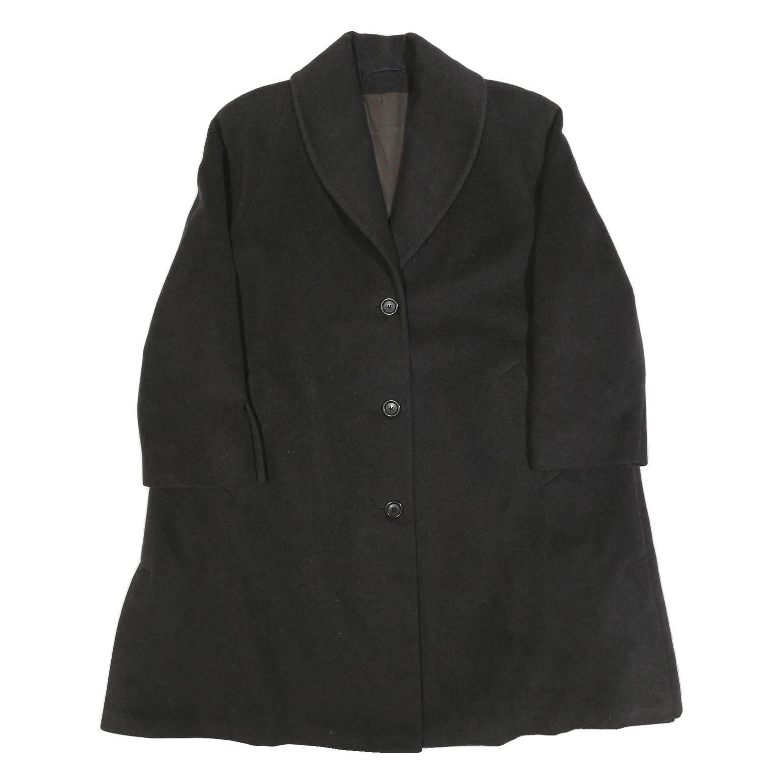 Womens Black Wool Blend Button Jacket UK 12 Classic Coat Plain Elegant Refurbished - N/A refurbished available on Cerqular