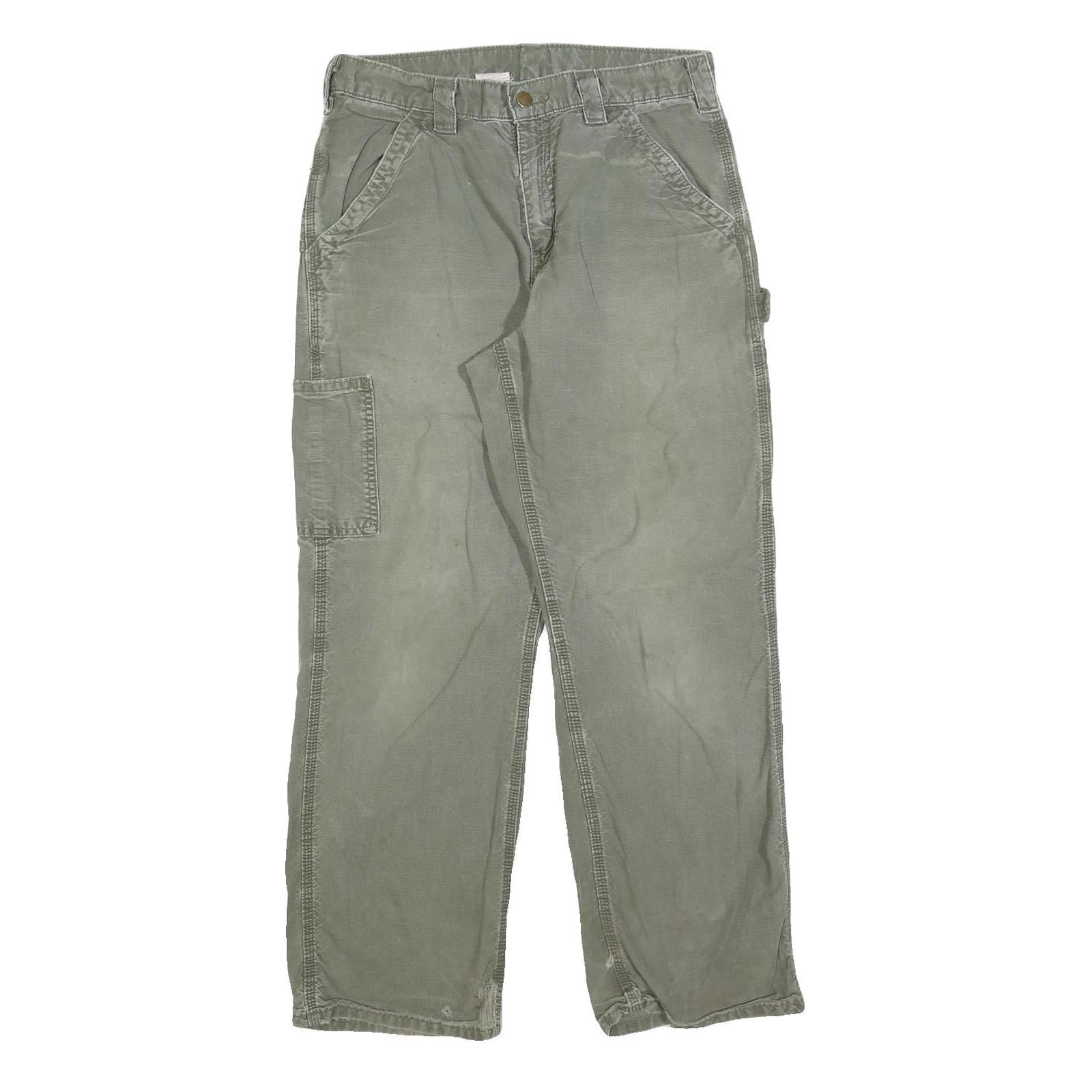 CARHARTT Mens Regular Olive Green Trousers W31 L30 Cotton Blend Zip Workwear Refurbished - N/A refurbished available on Cerqular