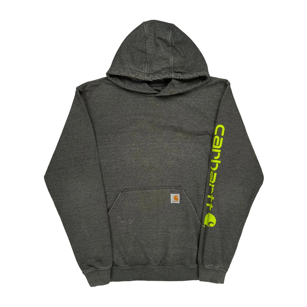 Carhartt Hoodie - Medium Grey Cotton Blend Refurbished - Thrifted (note: this is a term often used to describe second- refurbished available on Cerqular