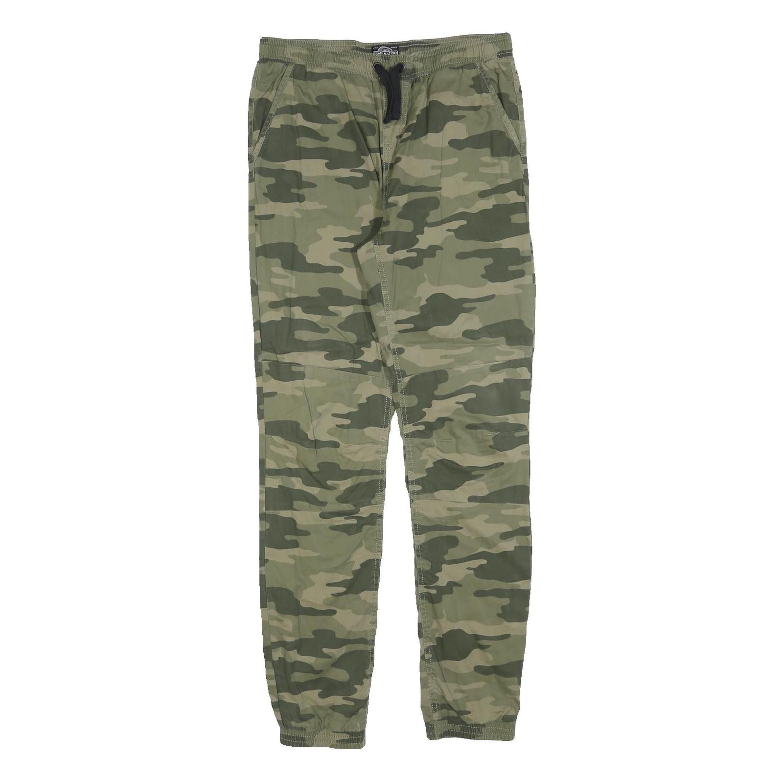SKATE NATION Mens Cotton Blend Green Camouflage Slim Drawstring Trousers W32 L32 Refurbished - N/A refurbished available on Cerqular
